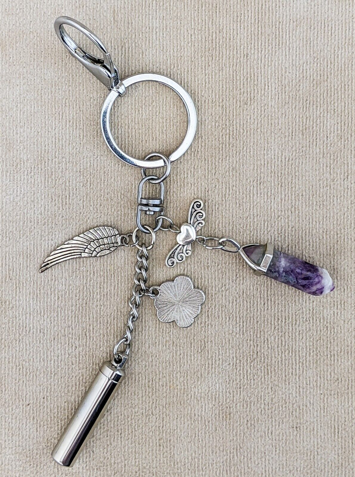 Pet Urn Keychain stone Keyring Ashes Cremation Keepsake Memorial Miniature Gift