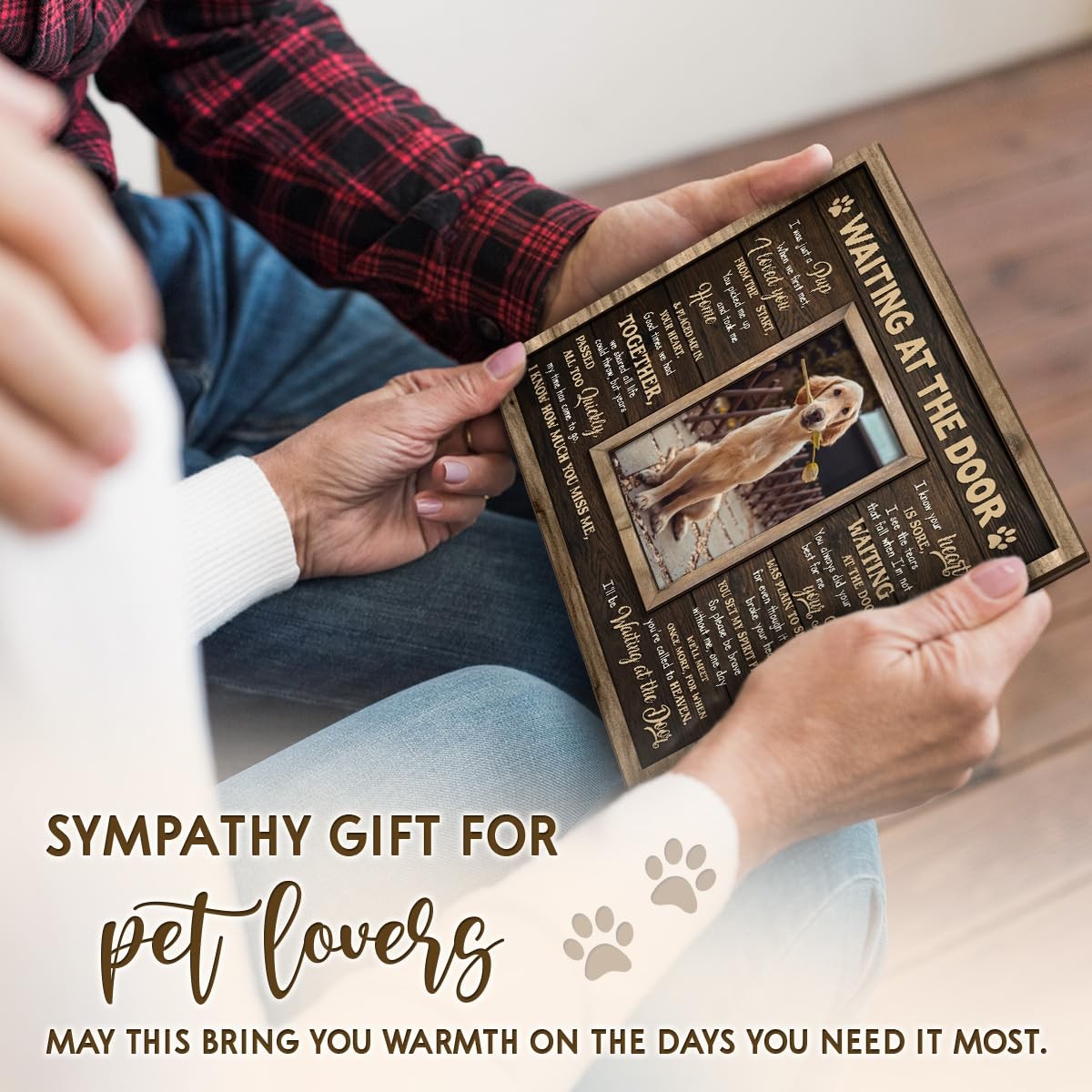 Dog Memorial Frame – Waiting At The Door Wooden Picture Frame for Pet Loss, 8…