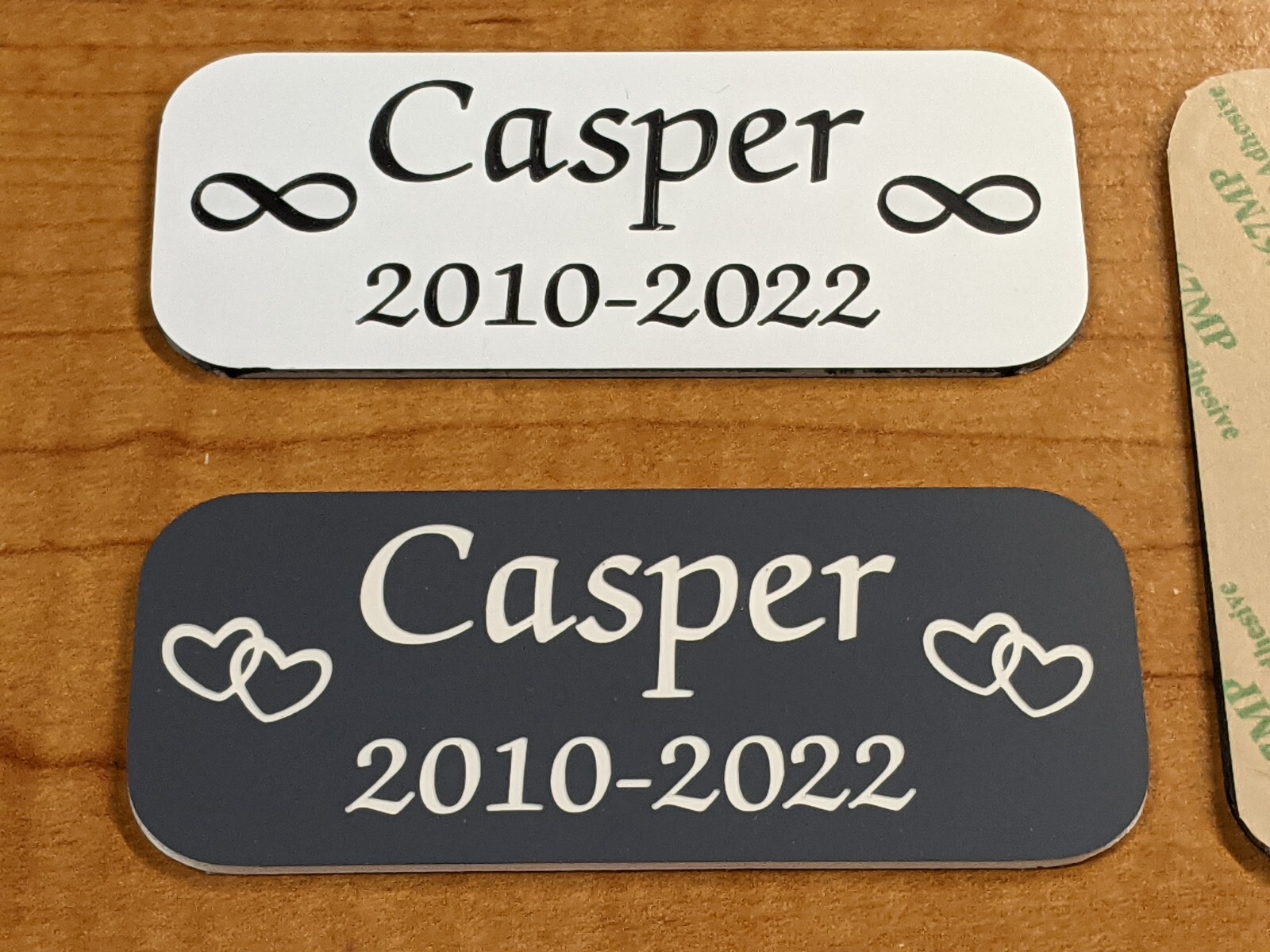 Custom Engraved 1.50×3.50 White or Gray Pet Name Memorial Urn Plaque Sign Plate