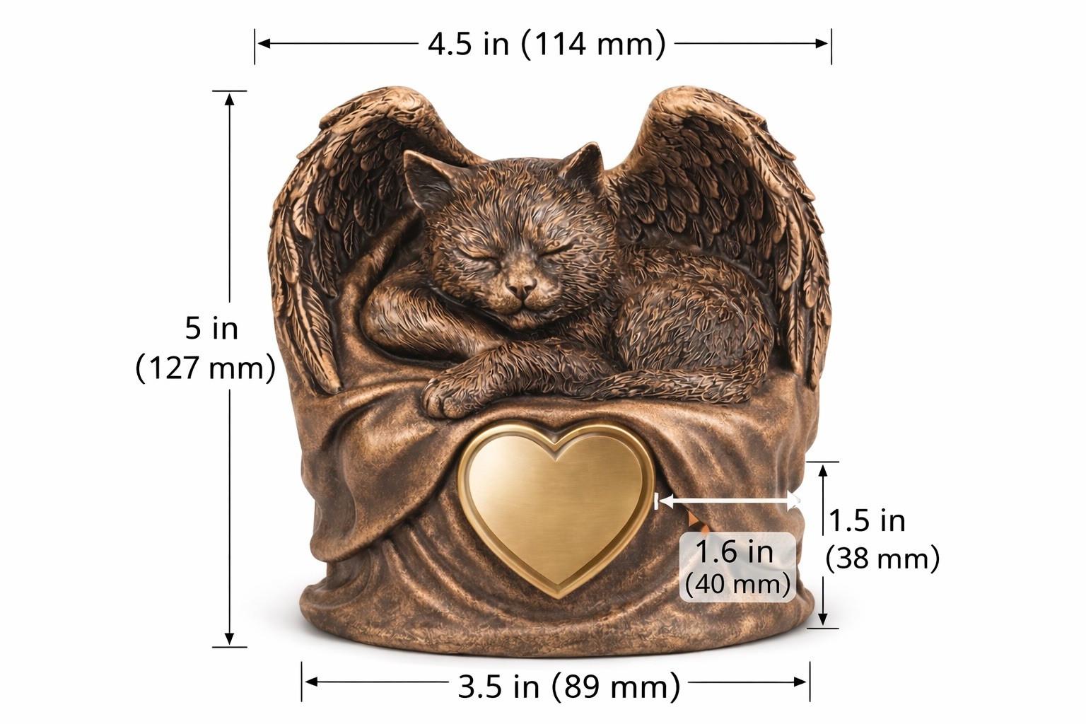 Angel Cat Sleeping Urn For Cremation Ashes Statue Pet Memorial Figurine.