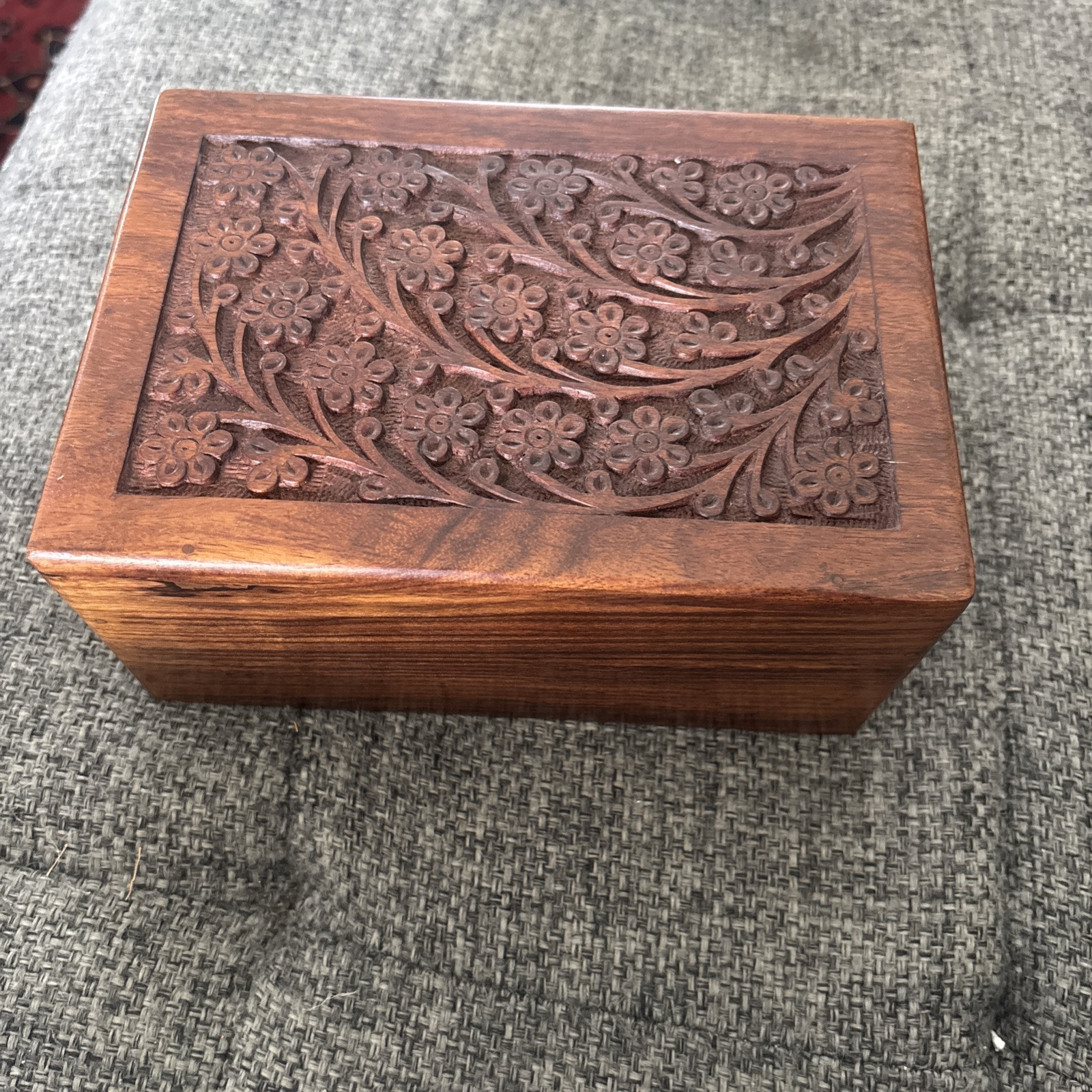 Tree of Life Pet Urn Medium Hand Engraved Wooden Natural Rosewood Box
