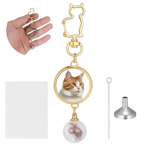Glass Gold Pet Hair Ashes Keychain for Cats – Pet Fur Keepsake