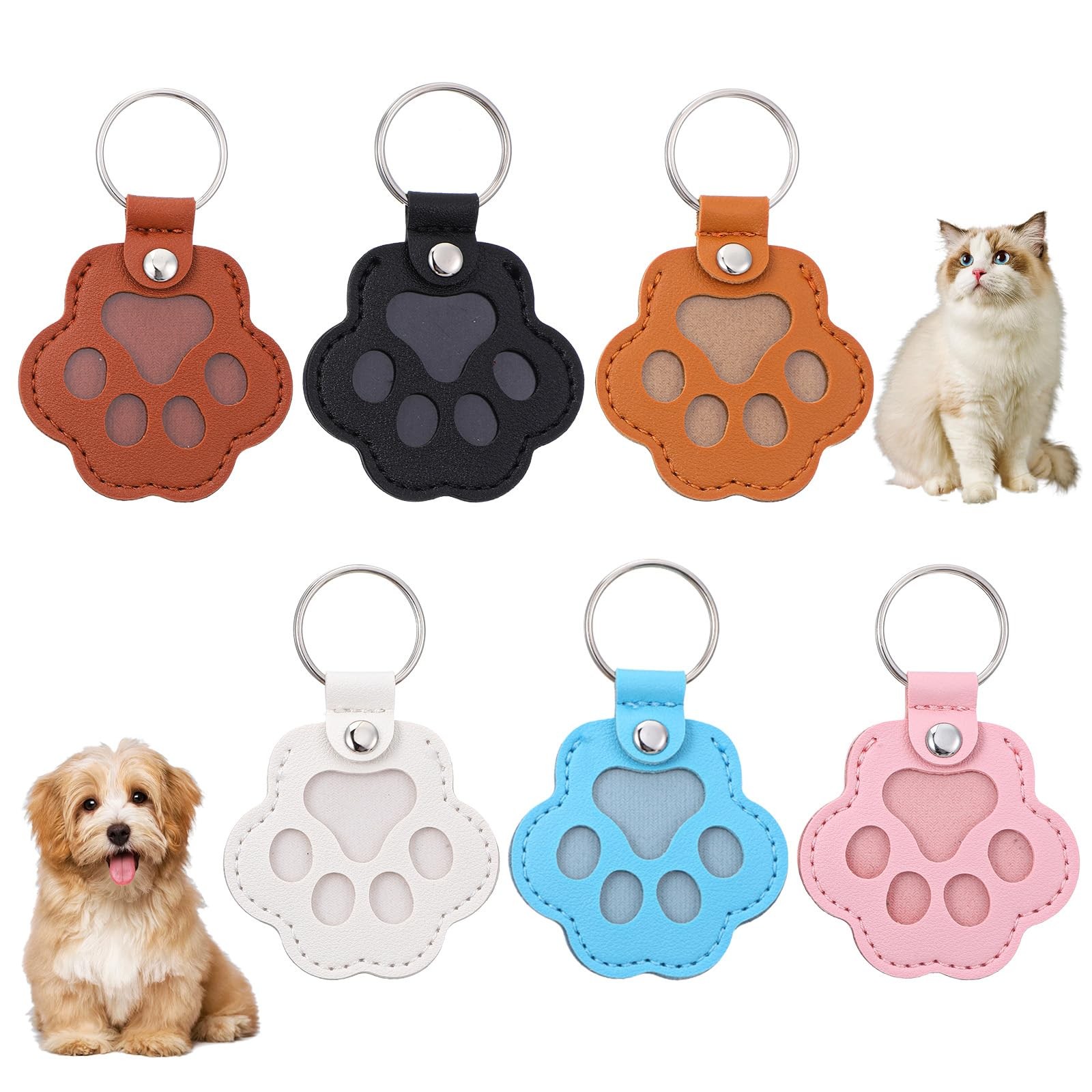 TIESOME 6Pcs Pet Hair Storage Keychain, Dog Cat Hair Collector Paw Shaped fur…