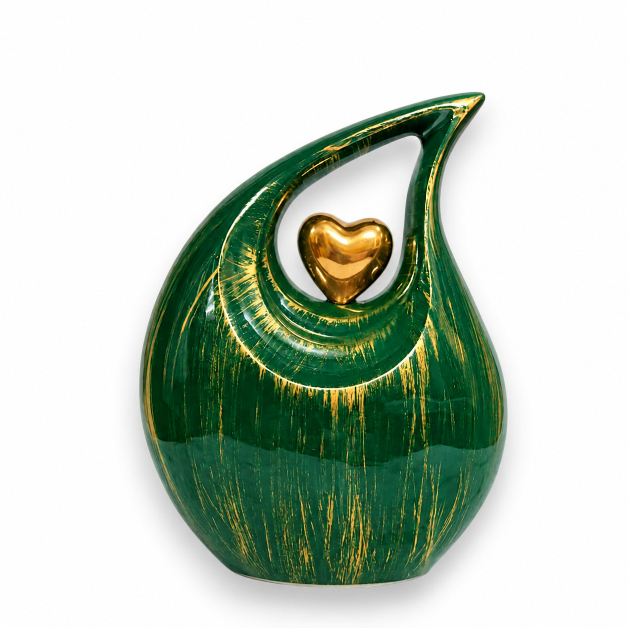 New Large Green Gold Teardrop Cremation Urn Human Adult Ashes 200 Cu In Memorial