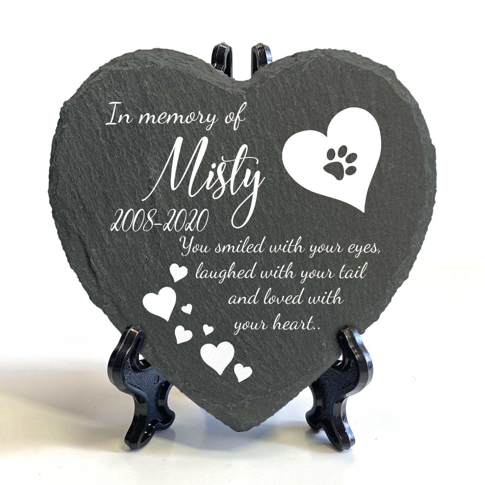 Personalised Pet Memorial Heart Plaque Grave Marker Cat Dog Hamster Birds Mouse
