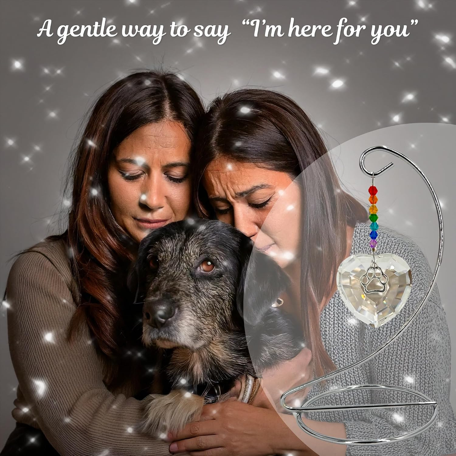 Otterpets Dog Memorial Gifts for Loss of Dog, Rainbow Bridge Crystal Heart and P