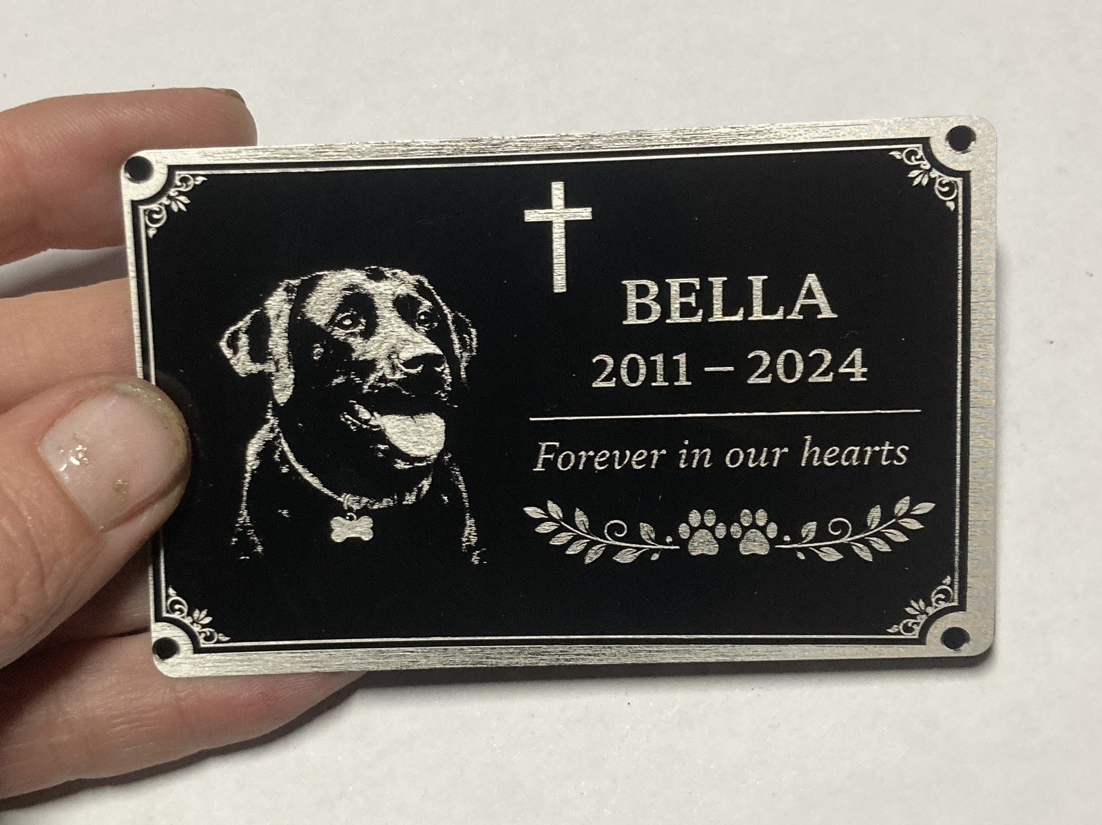 Personalised Pet Memorial Plaque Custom Photo Engraved Aluminium Dog Cat Horse