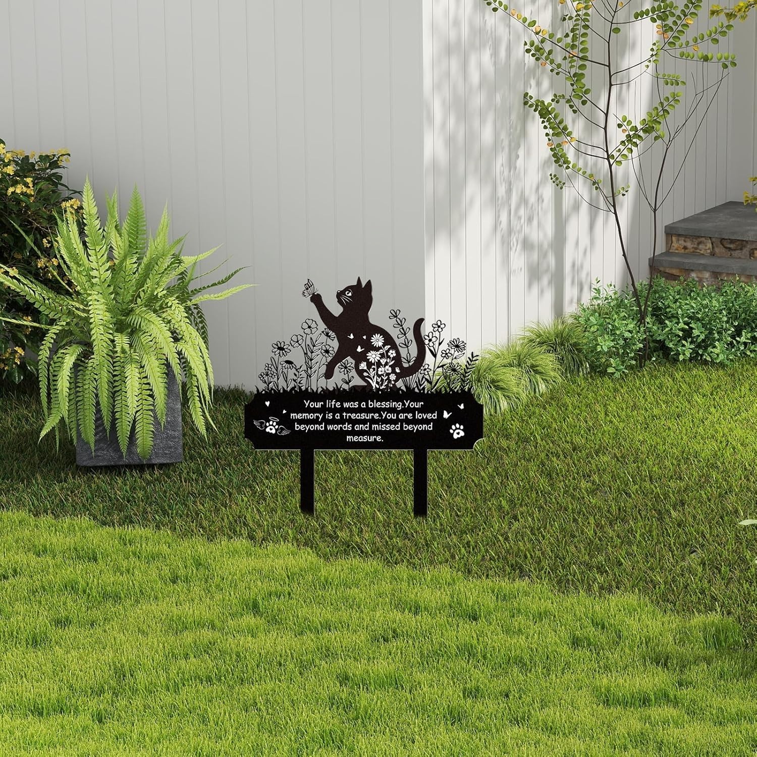 Cat Grave Decorations for Cemetery, Pet Headstone Sympathy Cat Memorial Stakes f
