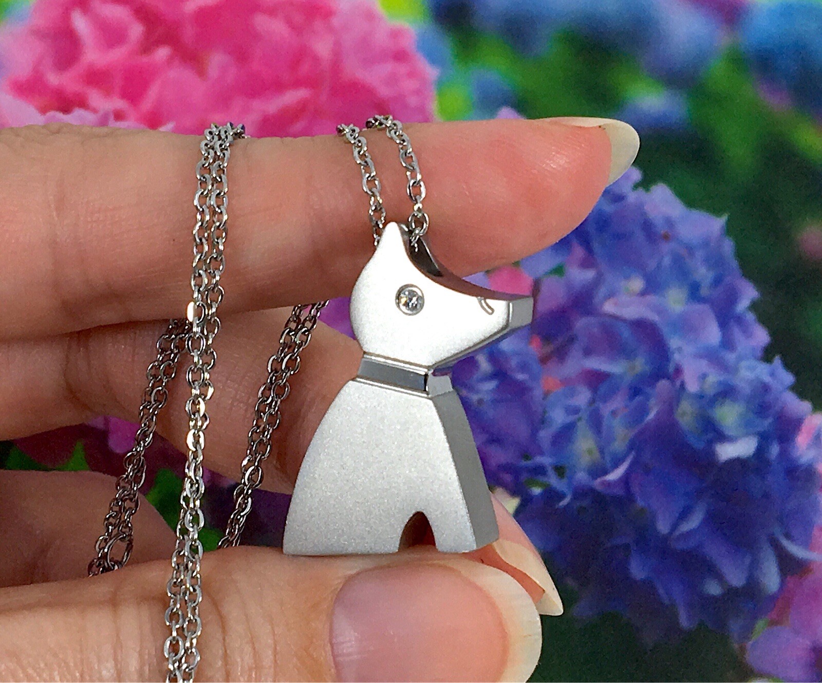 Dog Cremation Necklace Crystal Eye Urn Jewelry Pendant for Ashes Cremains Loss