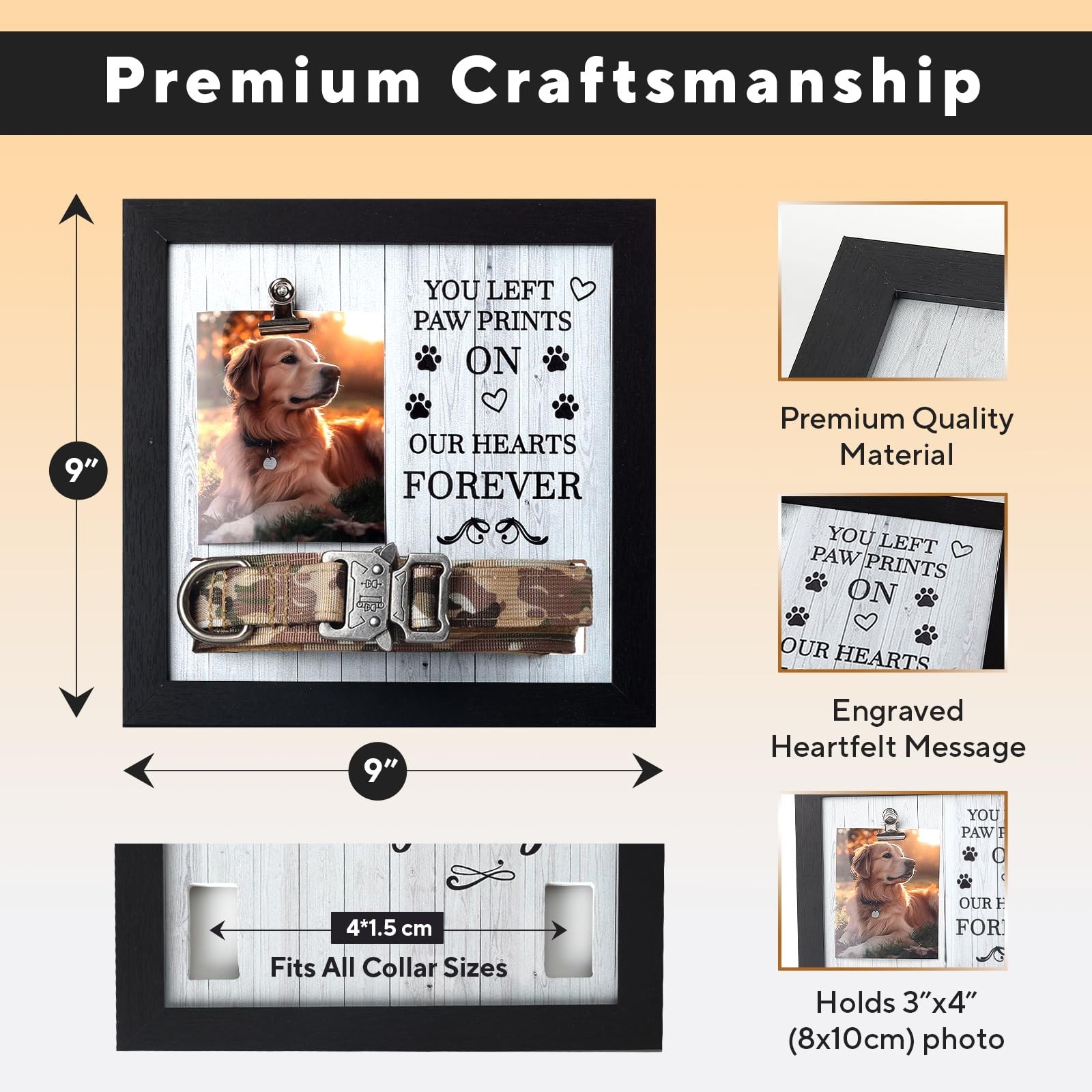 Pet Memorial Frame with Collar Holder – Dog & Cat Loss Remembrance Gift – You…