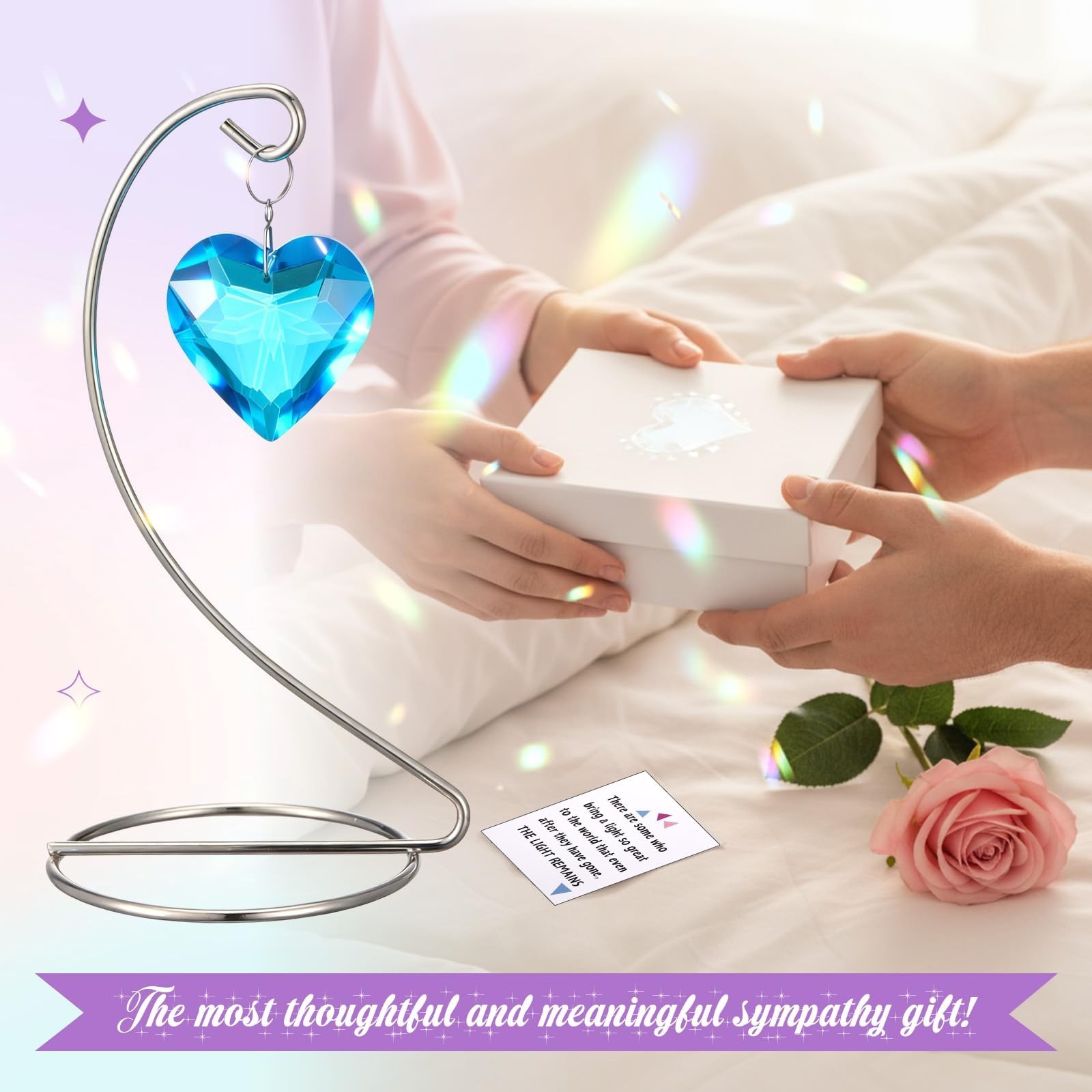Novabright Tabletop Sympathy Gift with Stand Crystal Suncatcher Ornament Chri…