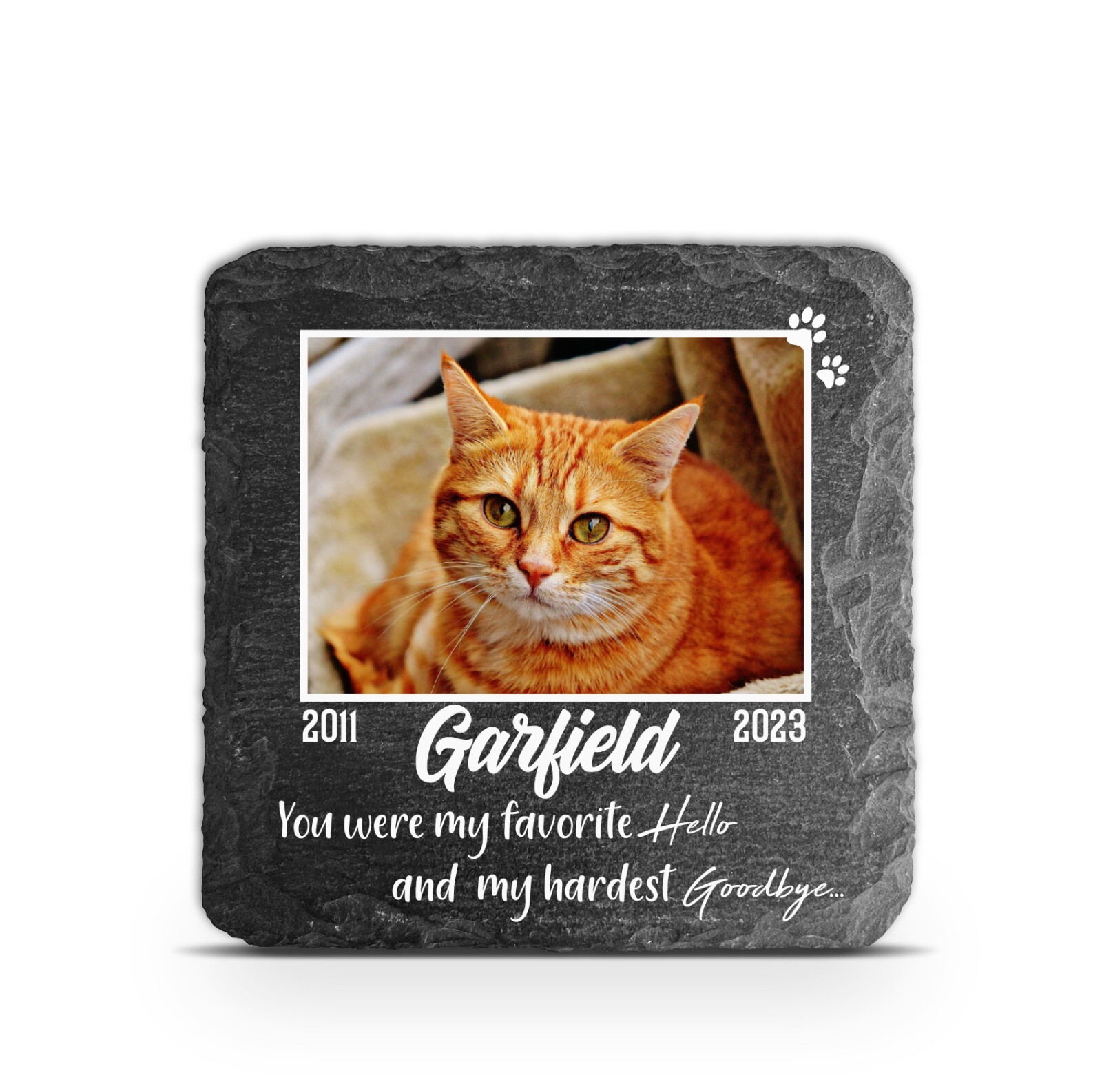 Personalised Pet Memorial Cat Grave marker Keepsake Slate Dog Tombstone 4”x4”