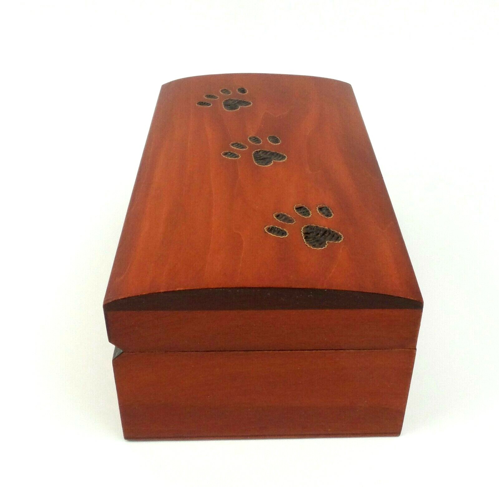 Medium Pet Cremation Urn Inlay Paw Print Wood Box Cat Dog Ashes Memorial Chest