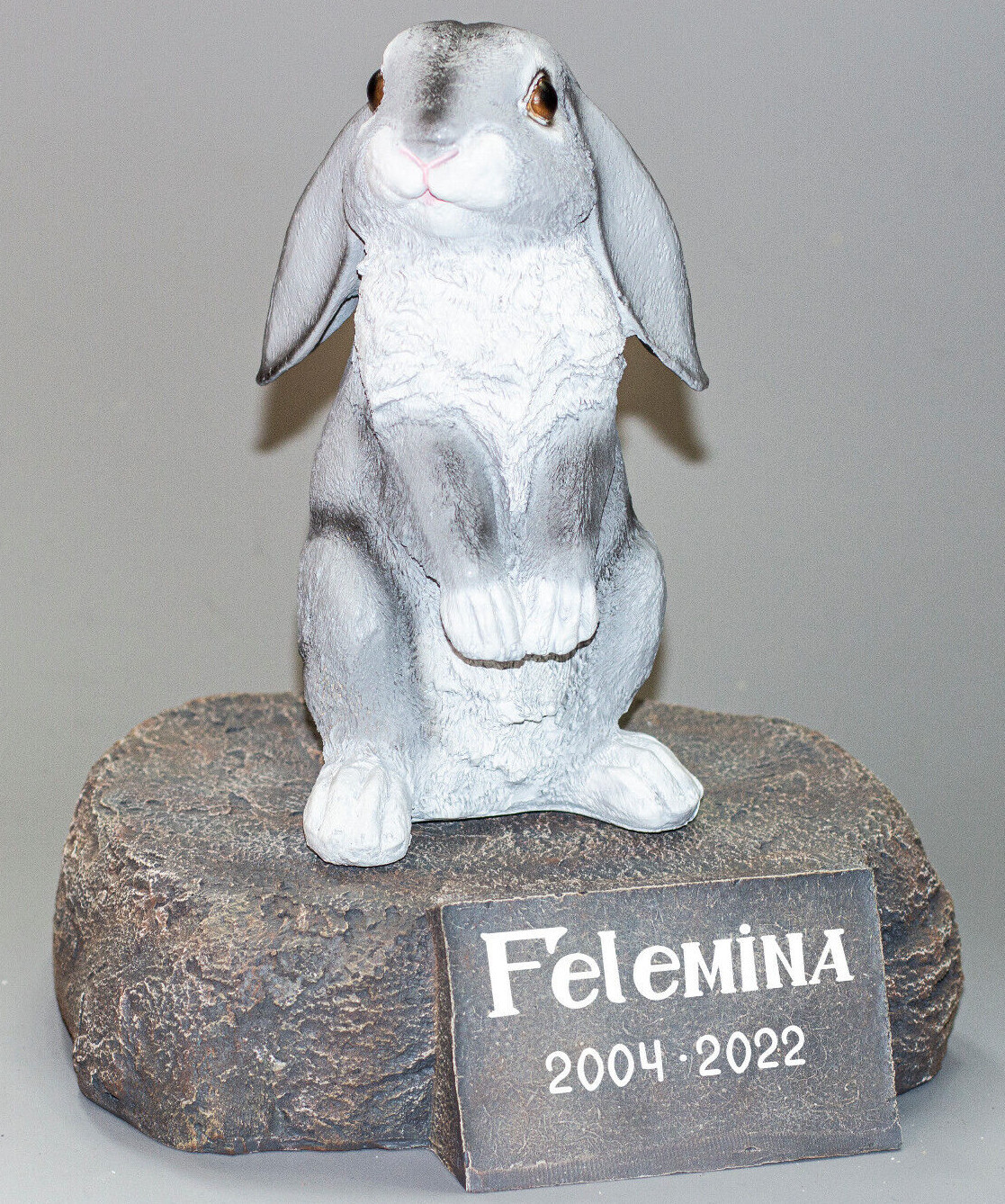 Lop Eared Bunny Rabbit Urn Ashes Pet Memorial Headstone Figurine Grave Ornament