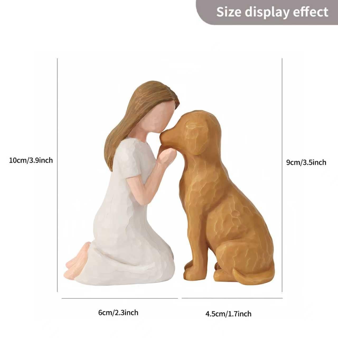 Pet Memorial Figurine for Dog Lovers, Hand-Painted Brown Dog Statue, Girl and…