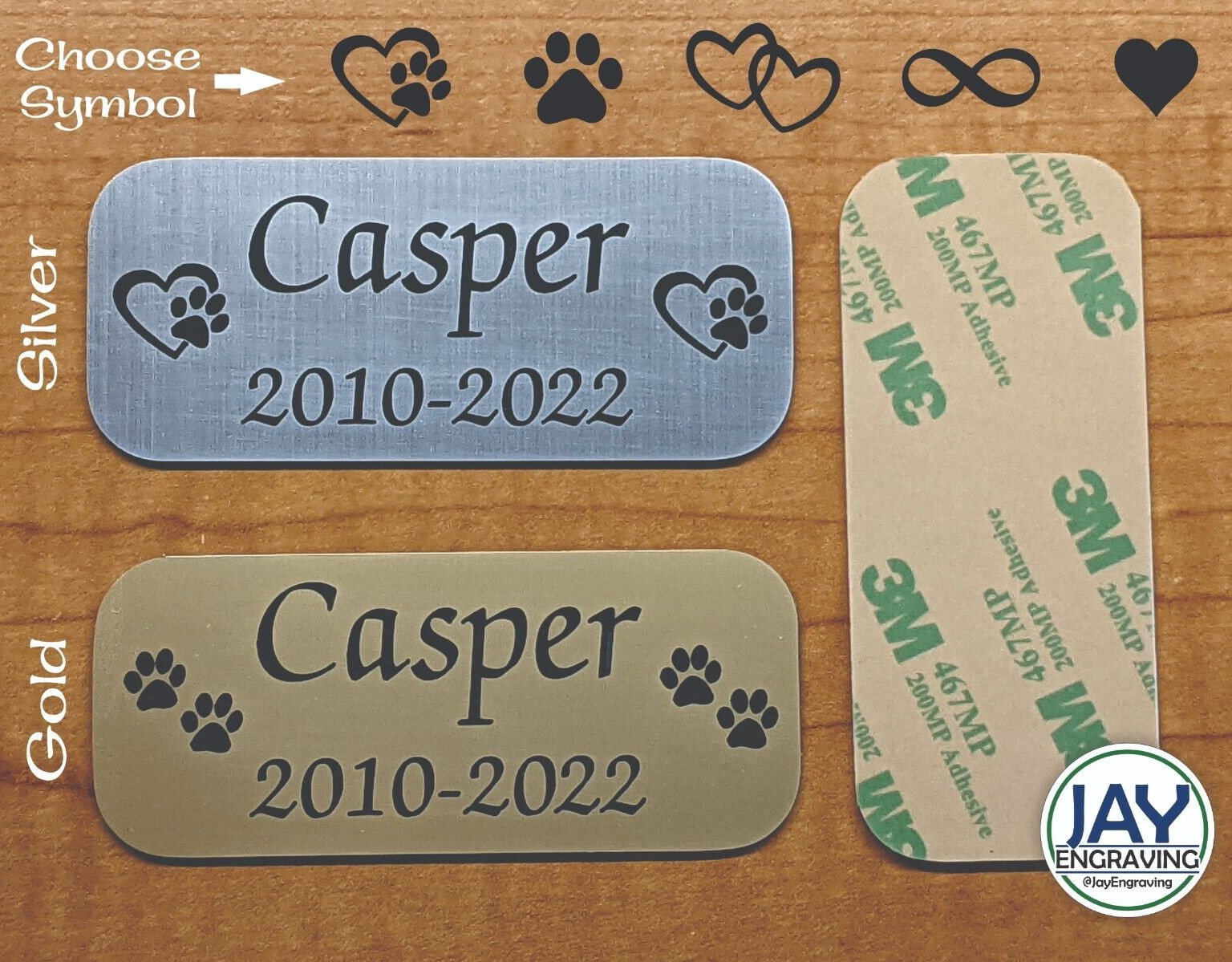 Custom Engraved 1.50×3.50 Silver or Gold Pet Name Memorial Urn Plaque Sign Plate