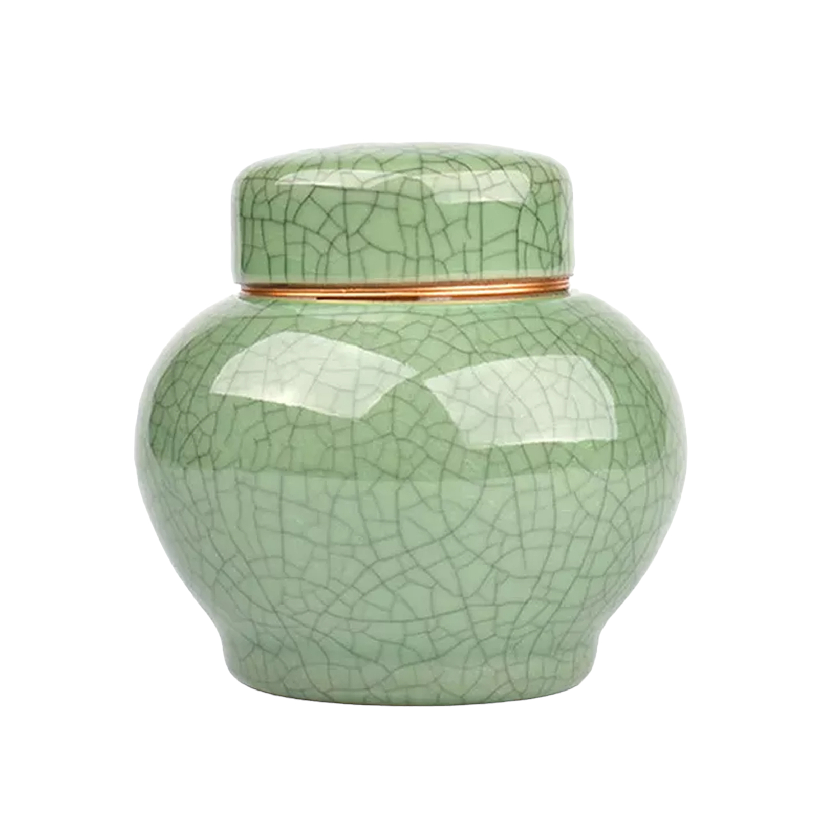 Ceramic Memorial Cremation Urn with Metal Lids for Human or Pet Ashes (Green)