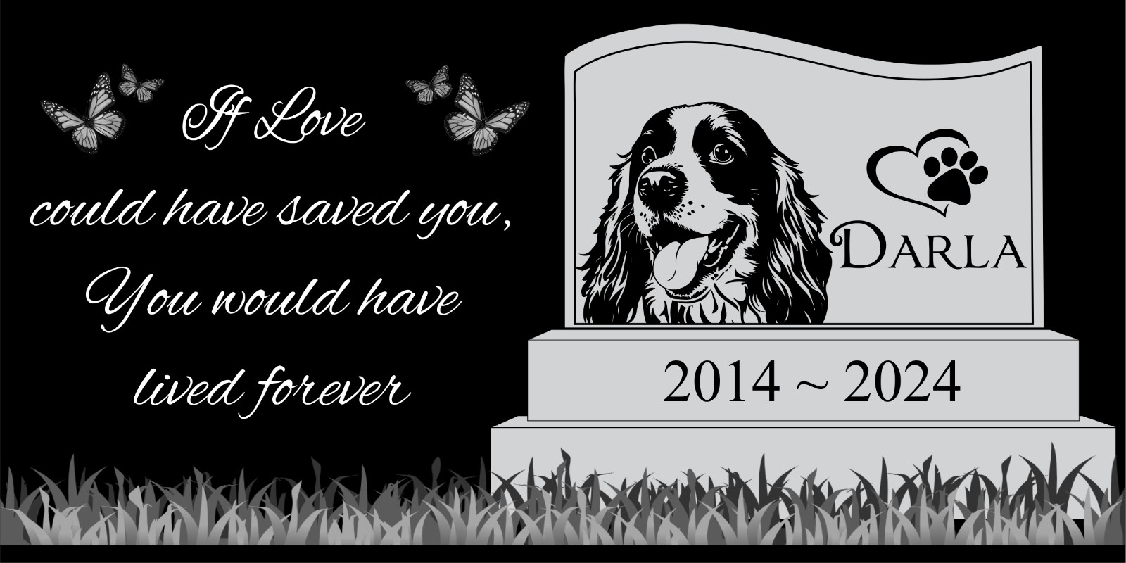 Pet memorial Engraved Marker, headstone Granite gravestone Australian Shepherd
