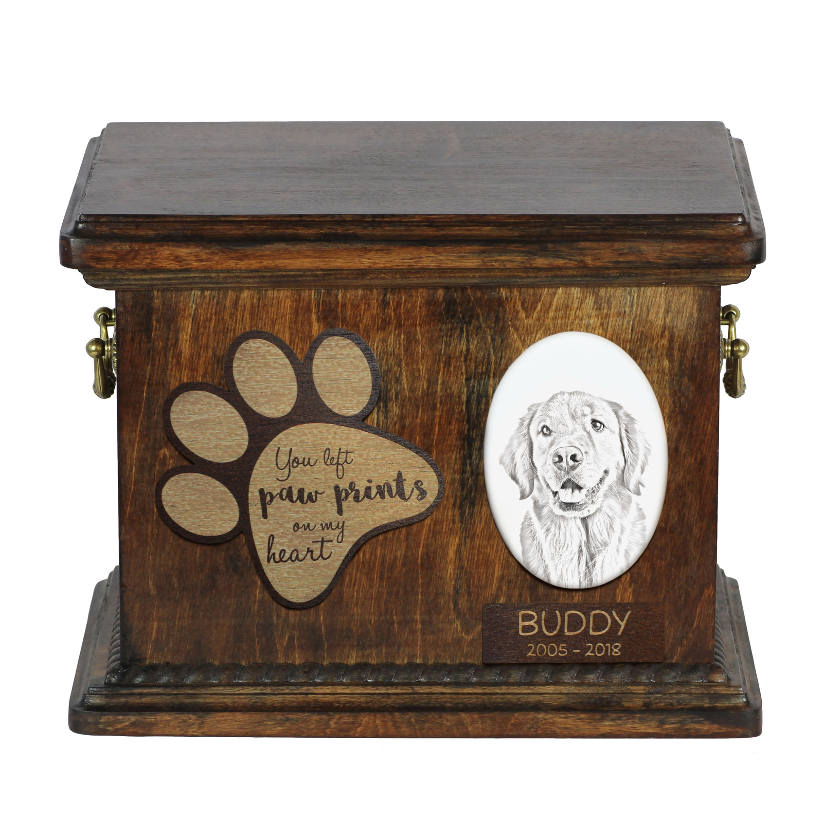 Golden Retriever Urn With Ceramic Plate Art-Dog
