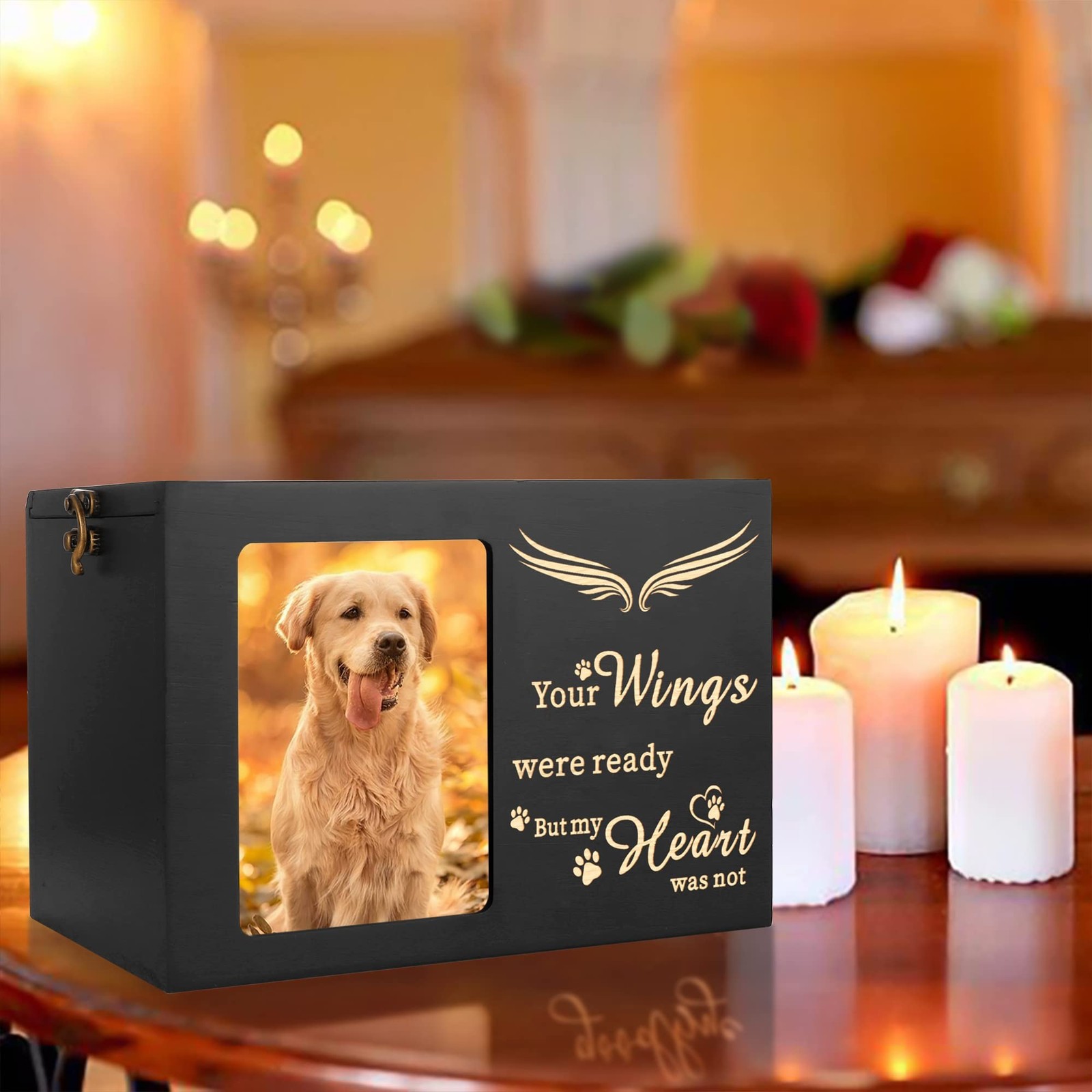 Pet Memorial Urns for Dog or Cat Ashes, Large Wooden Funeral Cremation Urns w…