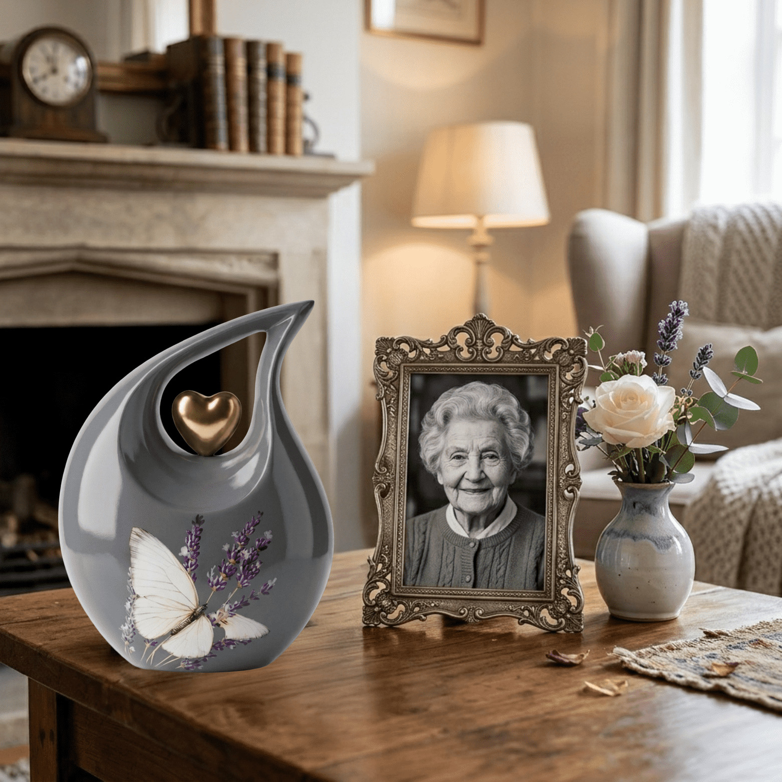 Grey Teardrop Cremation Urn Adult Human Ashes 200 Cu In Memorial Male Female