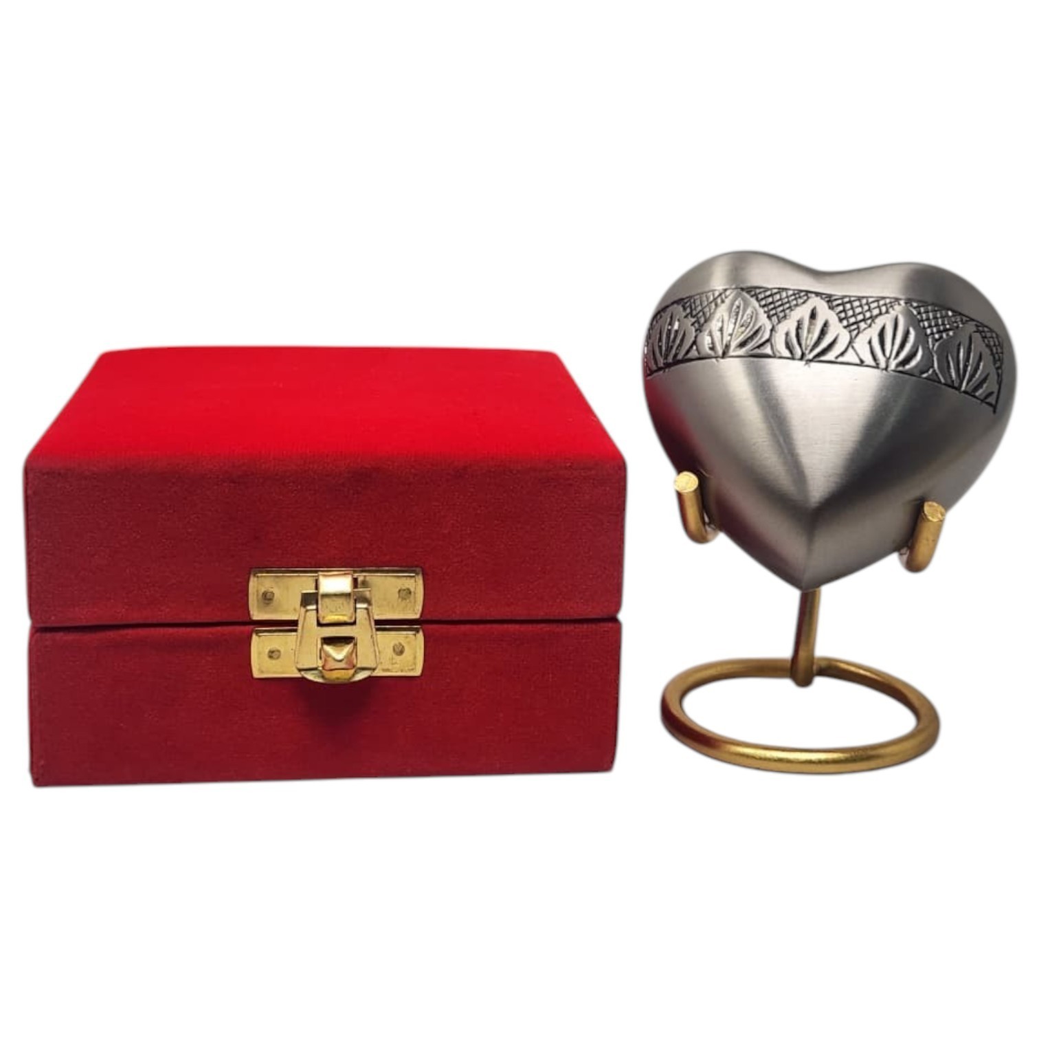 Personalized Mini Heart Keepsake Cremation Urn for Ashes with Stand & Box