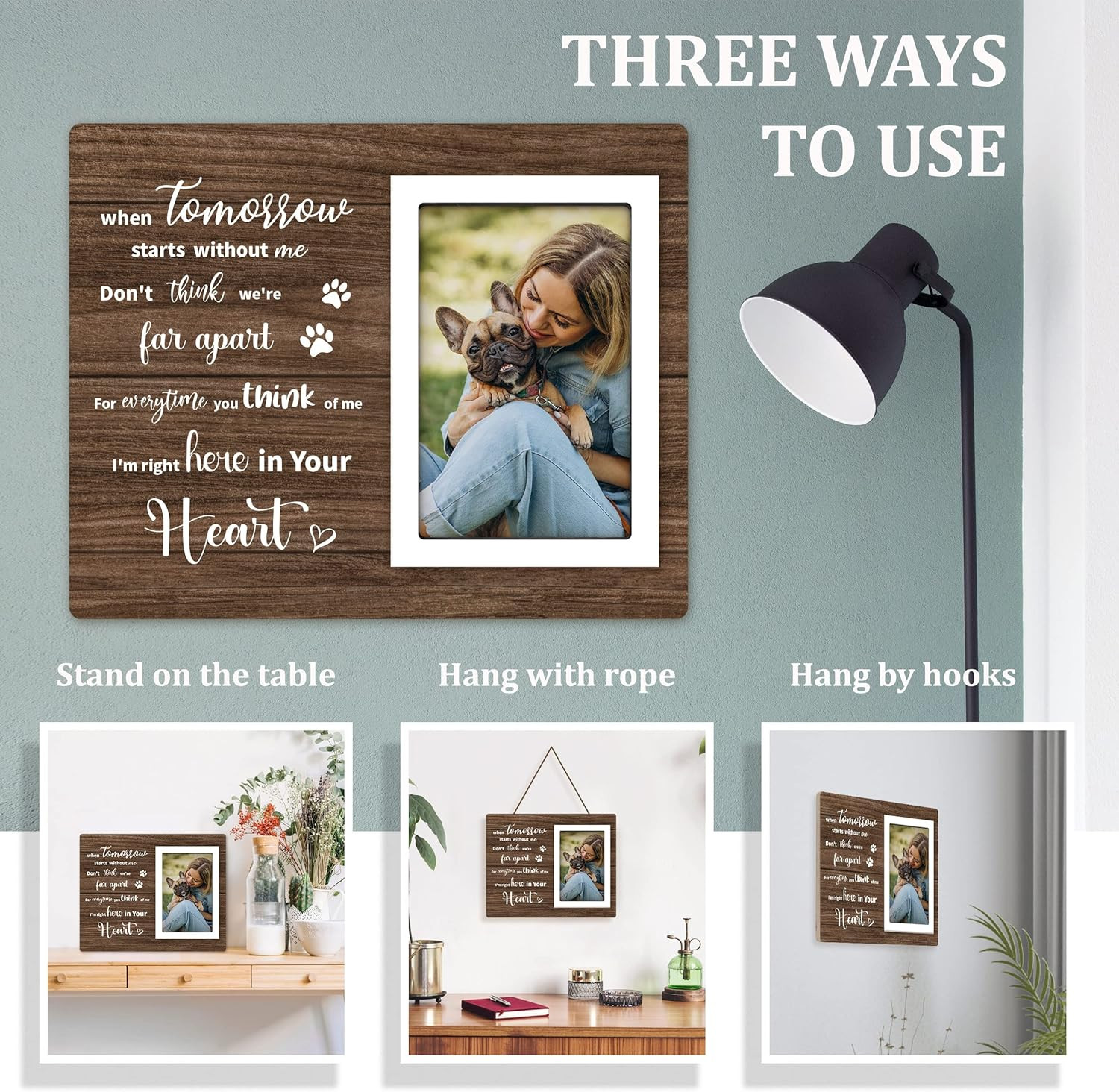 Loss of Dog Sympathy Gift, Pet Memorial Picture Frame for 4X6 Photos, Passing Aw