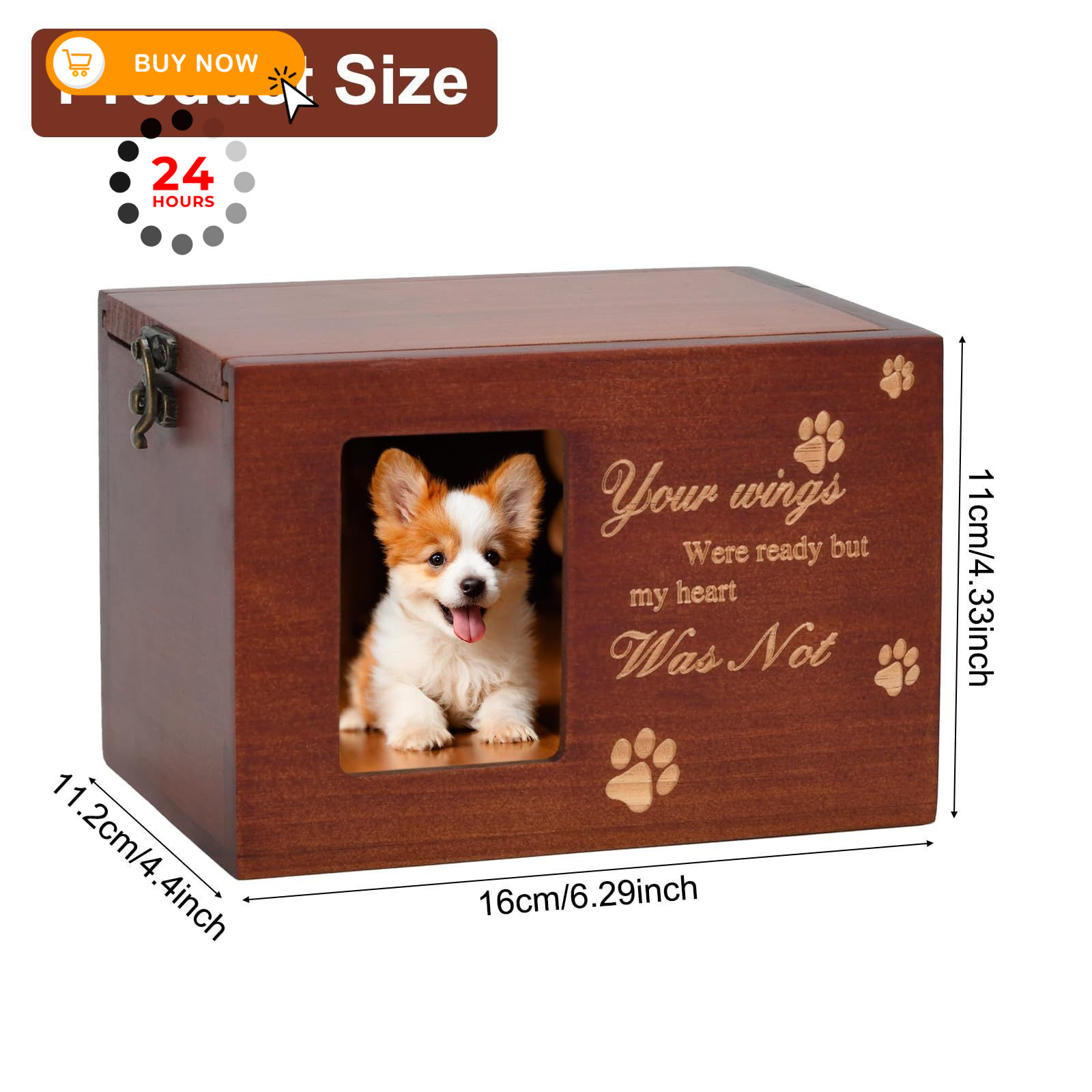 MFBJXC Pet Memorial Urns for Dog or Cat Ashes, Large Wooden Funeral Brown