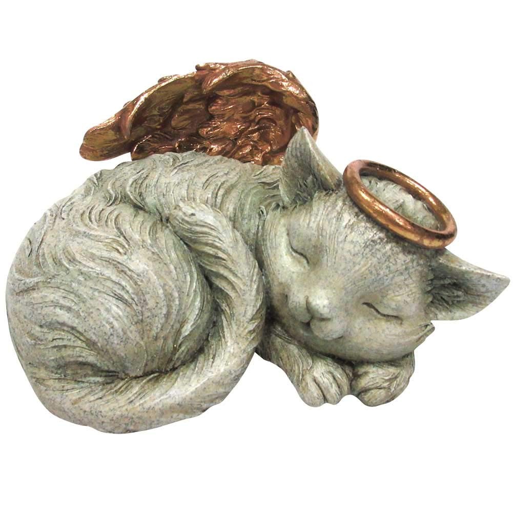 Pacific Trading, Pet Memorial Angel Cat Sleeping Cremation Urn, Gray