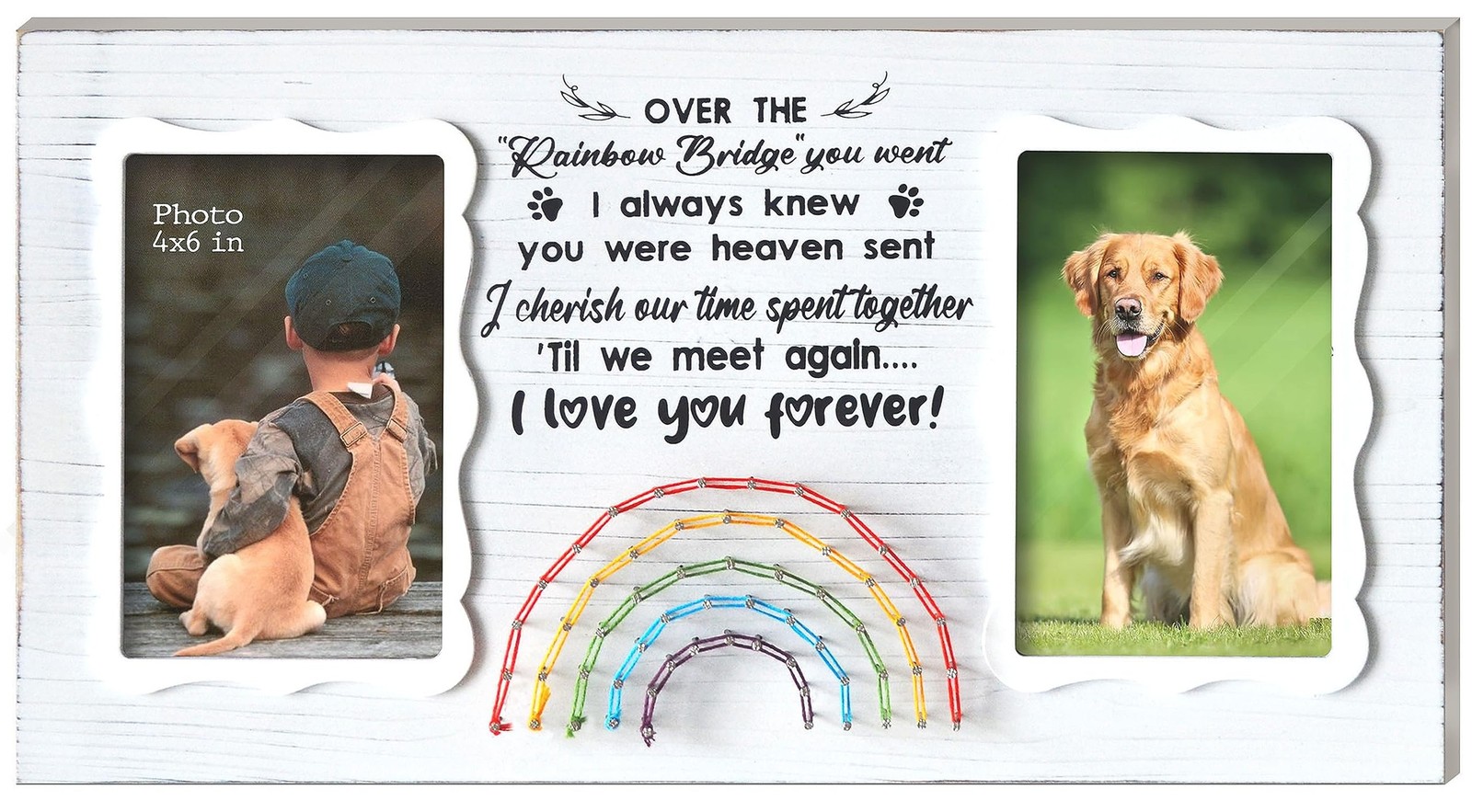 EXQUIDECA Dog Memorial Double Picture Frames 4×6 Inches – Pets Passing Away S…