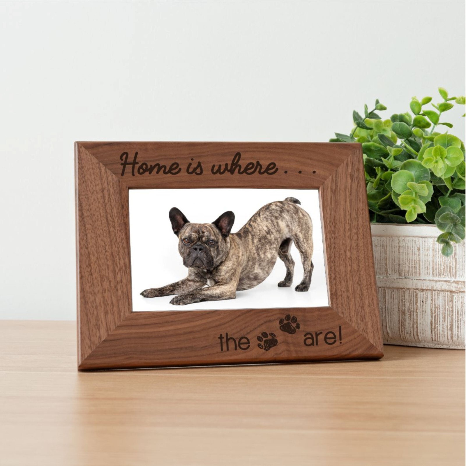 Personalized Pet Picture Frame, Genuine Walnut Pet Photo Frame 4×6, Pet Picture