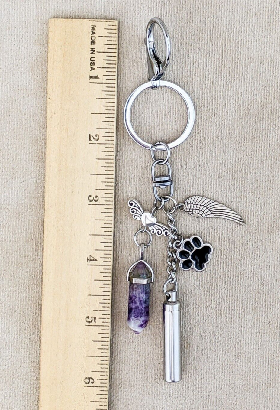 Pet Urn Keychain stone Keyring Ashes Cremation Keepsake Memorial Miniature Gift