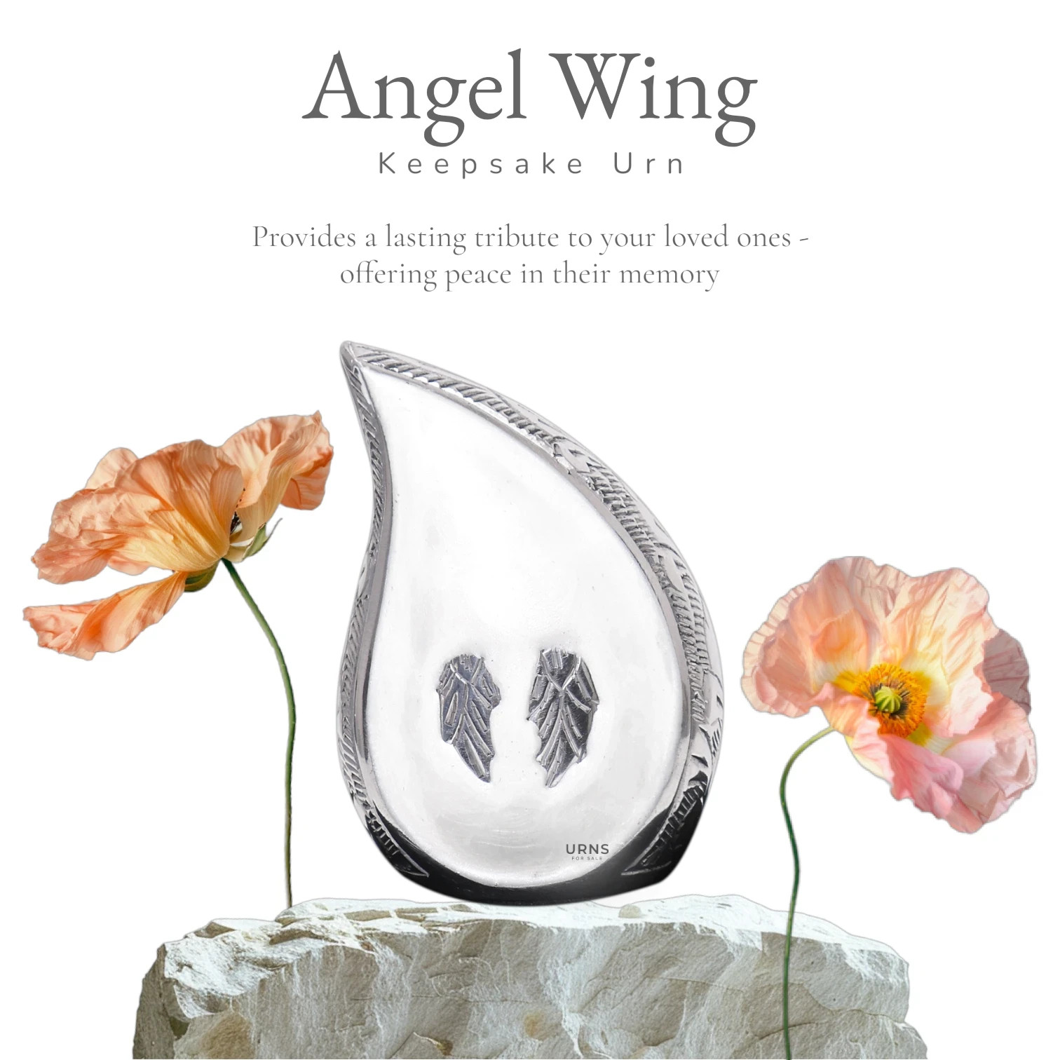 Angel Wing Decorative Teardrop Keepsake Urn for Ashes