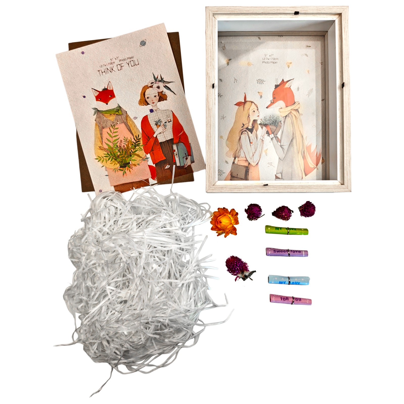 Pet Memorial Box-3 Photos & Paw Print Display with 180° Hinges for Dogs&Cats 5×7