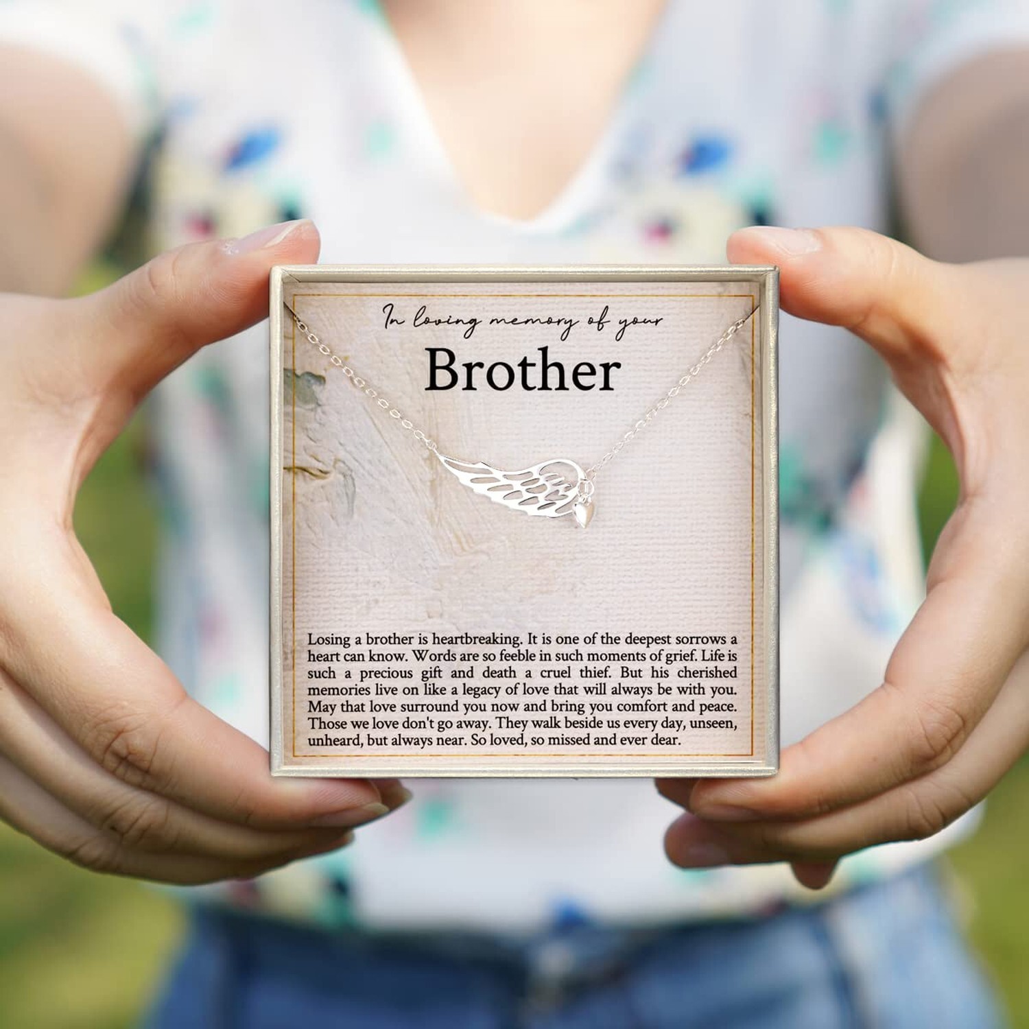 RareLove Memorial Gifts for Loss of Brother,925 Sterling Silver Angel Wing He…