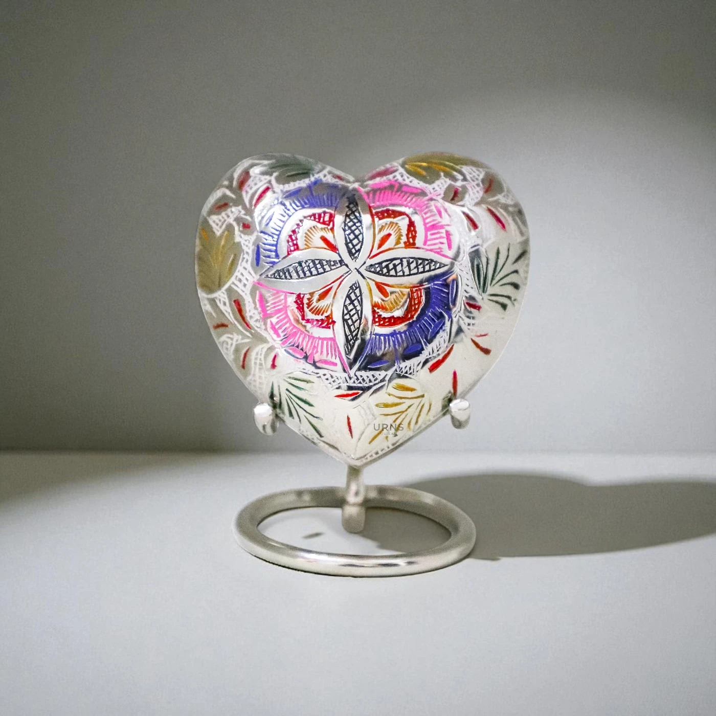 Satori Mosaic Heart Brass Keepsake Urn – Artistic Memorial for Cherished Ashes