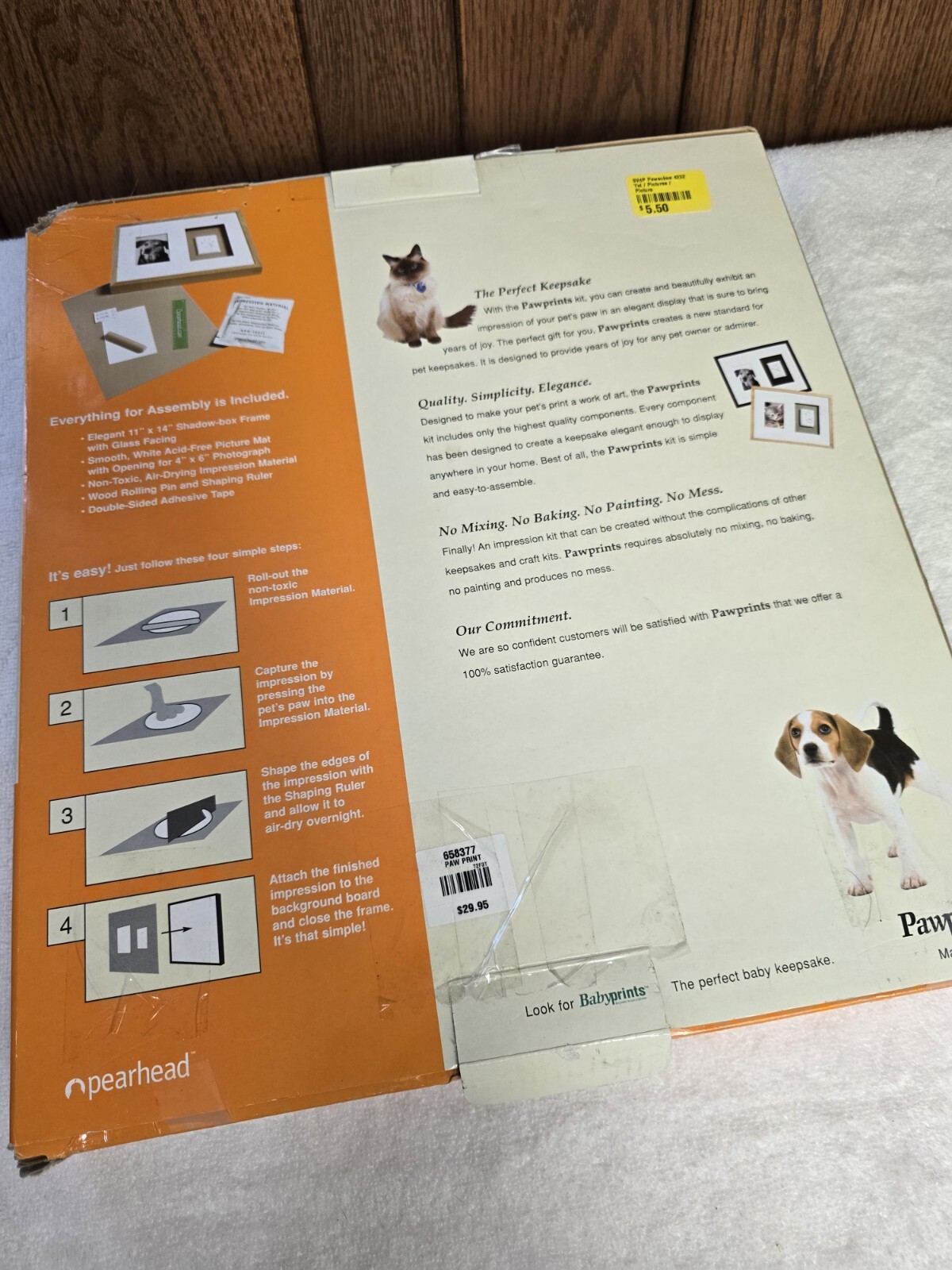 Dog Cat DIY Paw Print Impression Kit Natural Quality Frame 11 x 14 Pet Picture