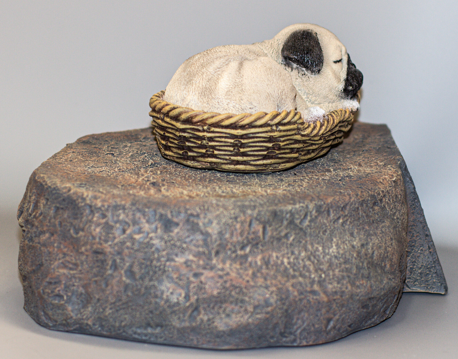 Pug Urn Pet Ashes Memorial Tombstone Figurine Casket Sleeping Dog Grave Ornament