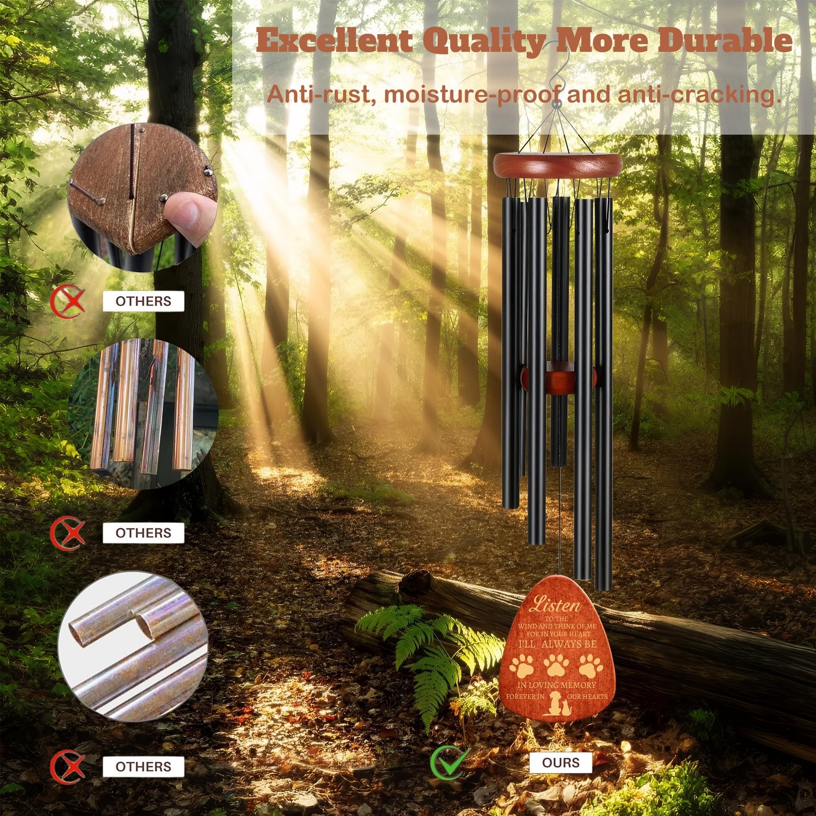 Wind Chimes for Loss of Pet Dog,Pet Dog Memorial Wind Chime – in Loving Memor…