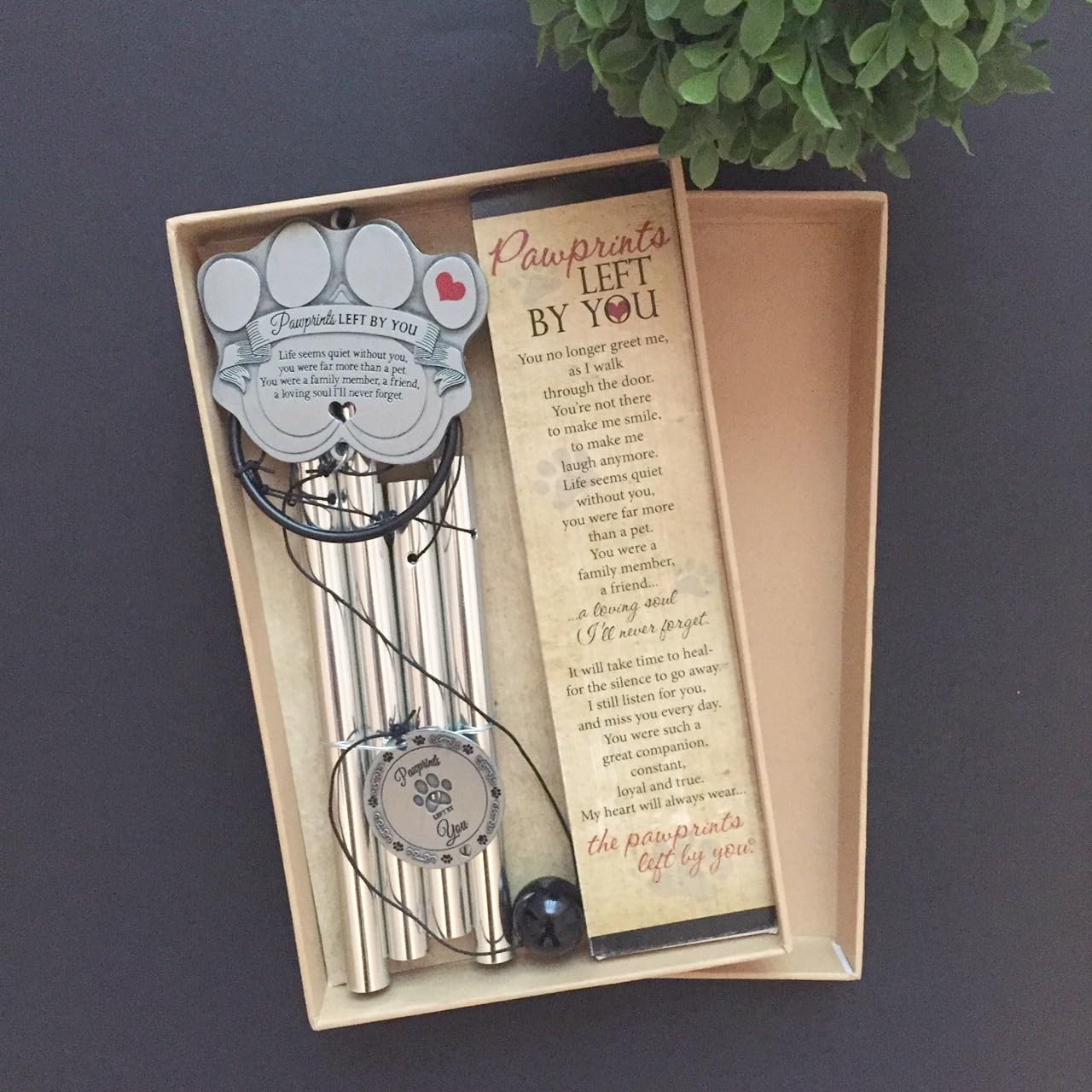 Pet Memorial Wind Chime – 18″ Metal Casted Pawprint Wind Chime – A Beautiful …