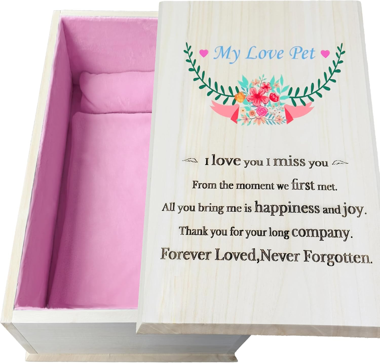 Elegant Pink Wooden Pet Casket for Dogs and Cats – Memorial Burial Box