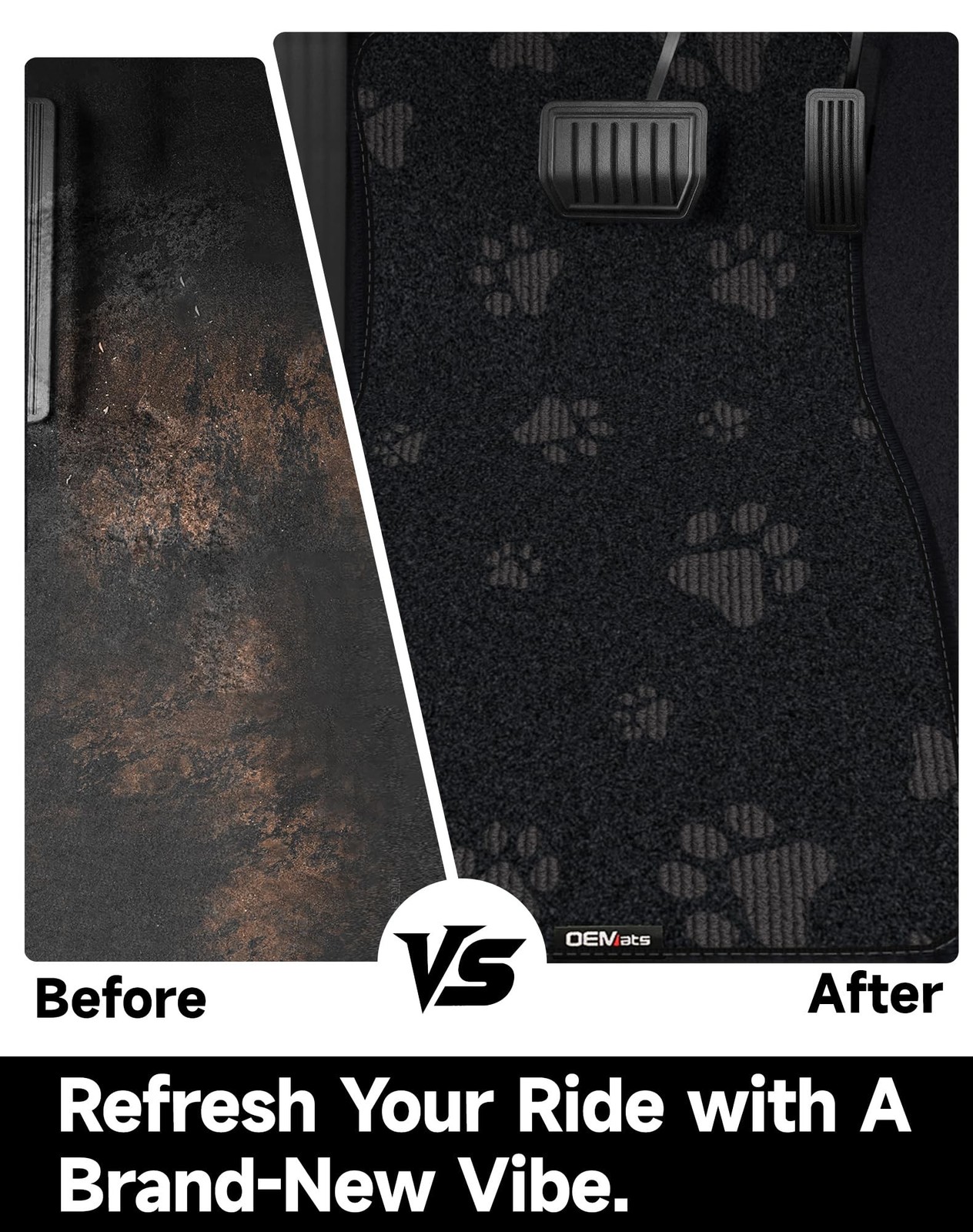Cute Embroidered Dog Paw Car Floor Mats for Pet Lovers, Universal Fit All Wea…