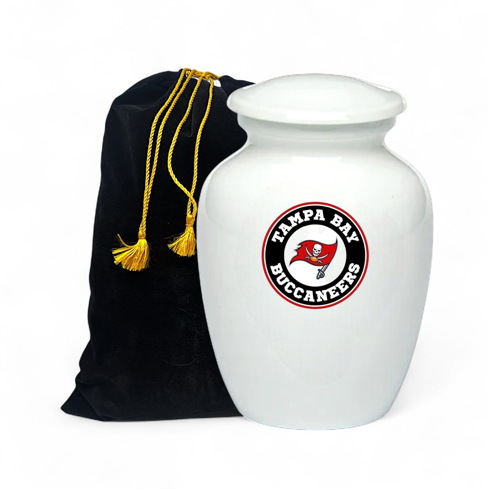 Tampa Bay Football Style Cremation Urn Adult Ashes White Metal 8 Inch Urns