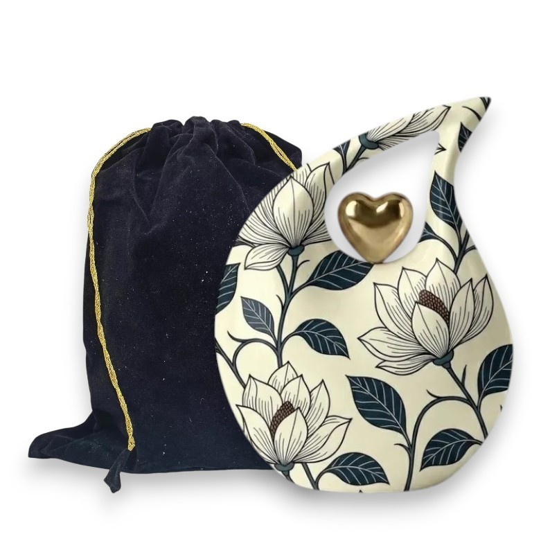 Ivory Botanical Teardrop Cremation Urn Adult Human Ashes for Your Love Ones