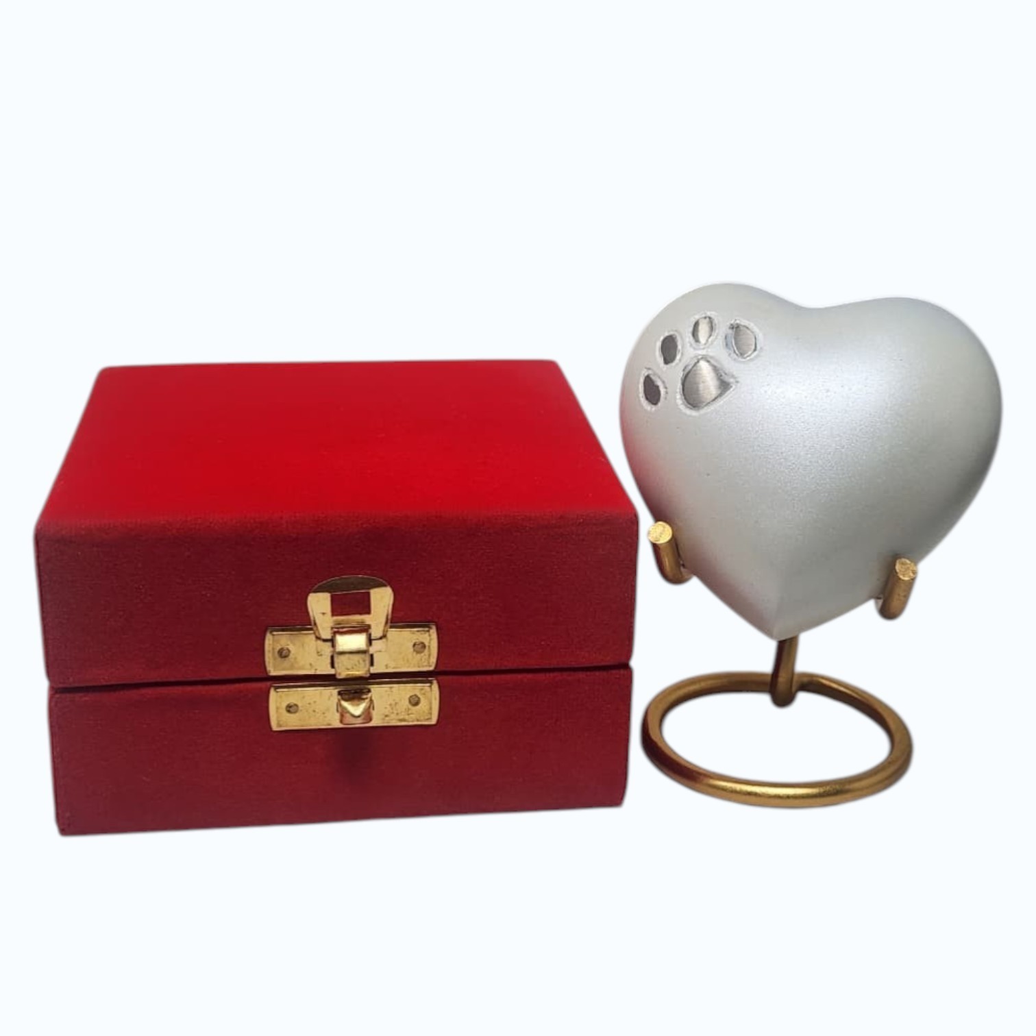 Custom Heart Pet Urn for Ashes Paw Print Engraved Dog Cat Memorial Keepsake