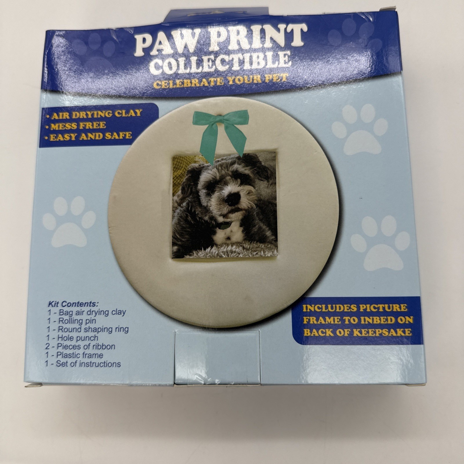 Pet Paw Print Kit Air Dry Clay Keepsake Dog Cat Paw Impression Frame DIY Memory