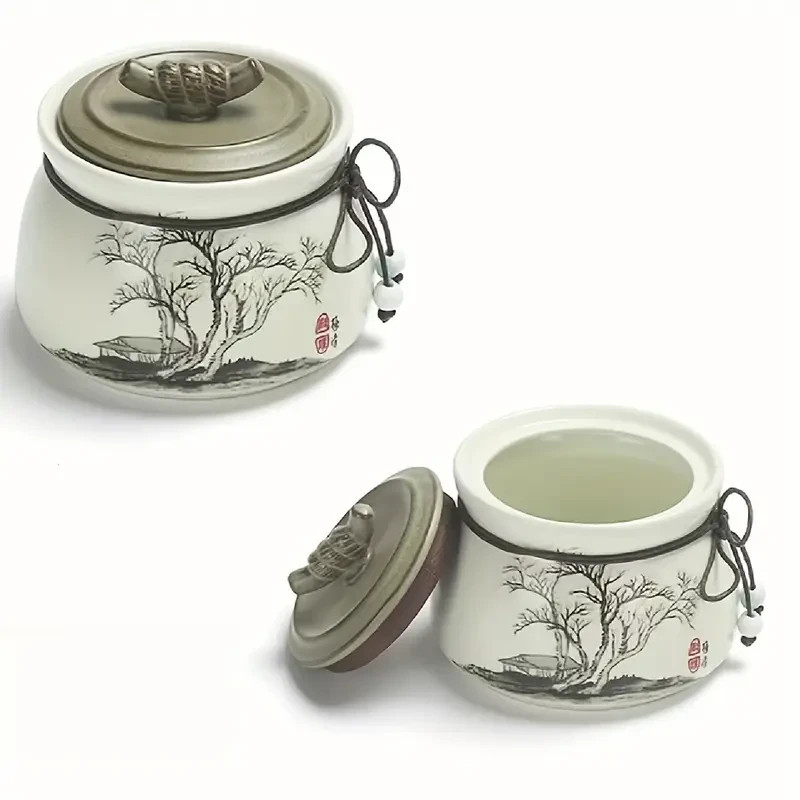 Tranquil Grove Pet Urn for Ashes – Hand-Painted Ceramic Memorial Jar for Dogs