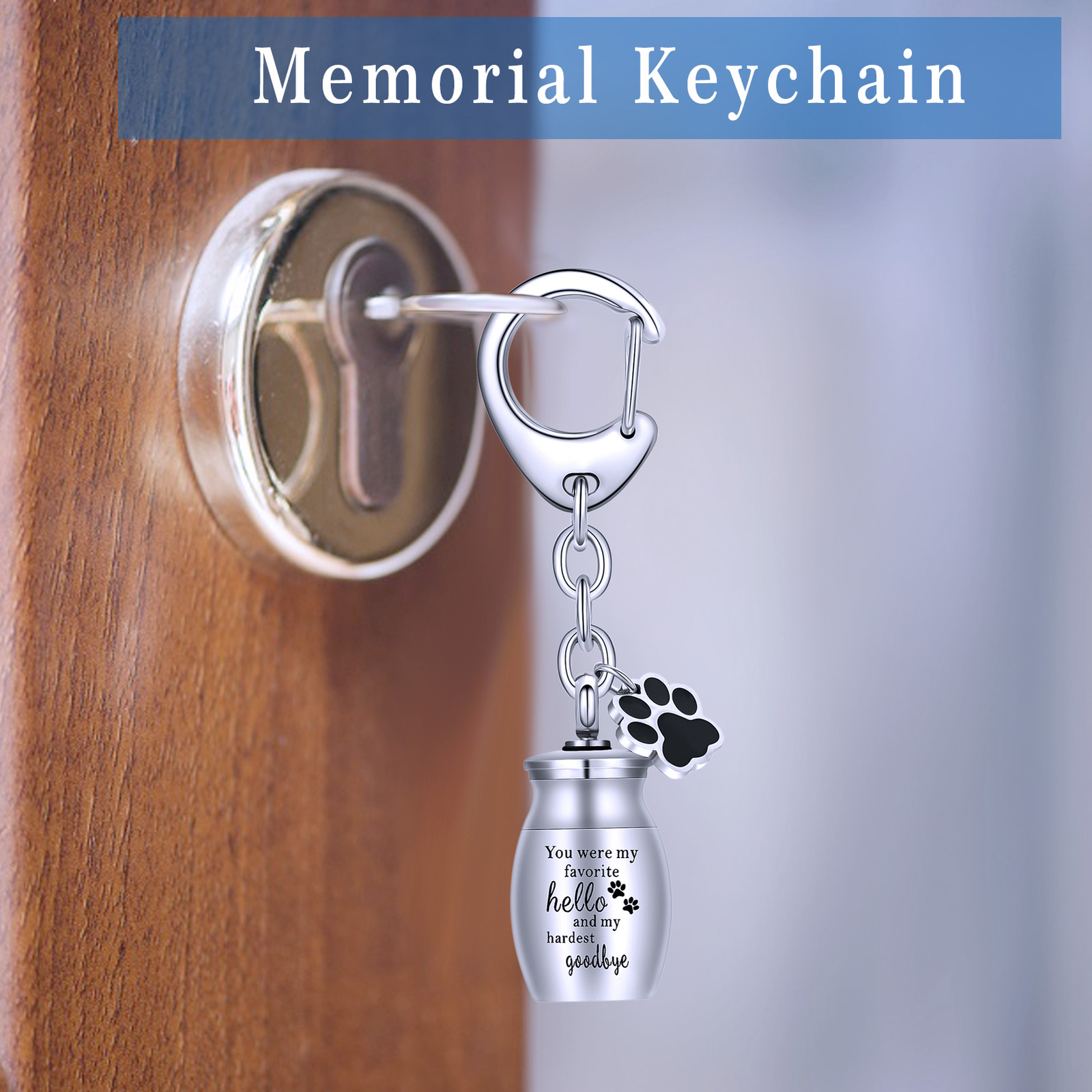 Pet Urns Keychain for Dog /Cat Ashes Keepsake Stainless Steel Cremation Keychain