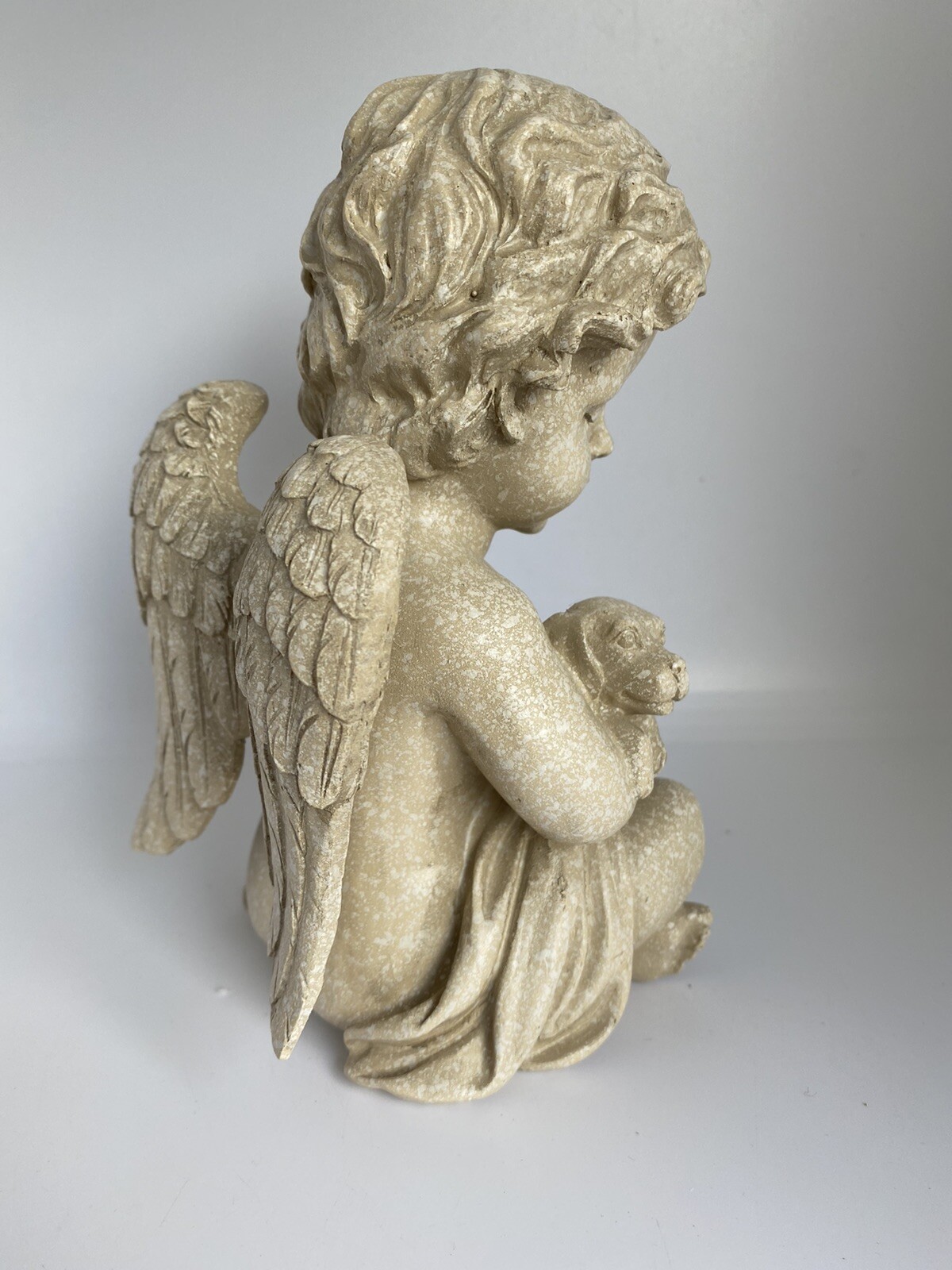 DOG MEMORIAL STATUE DOG PUPPY WITH WINGS PLAQUE ORNAMENT