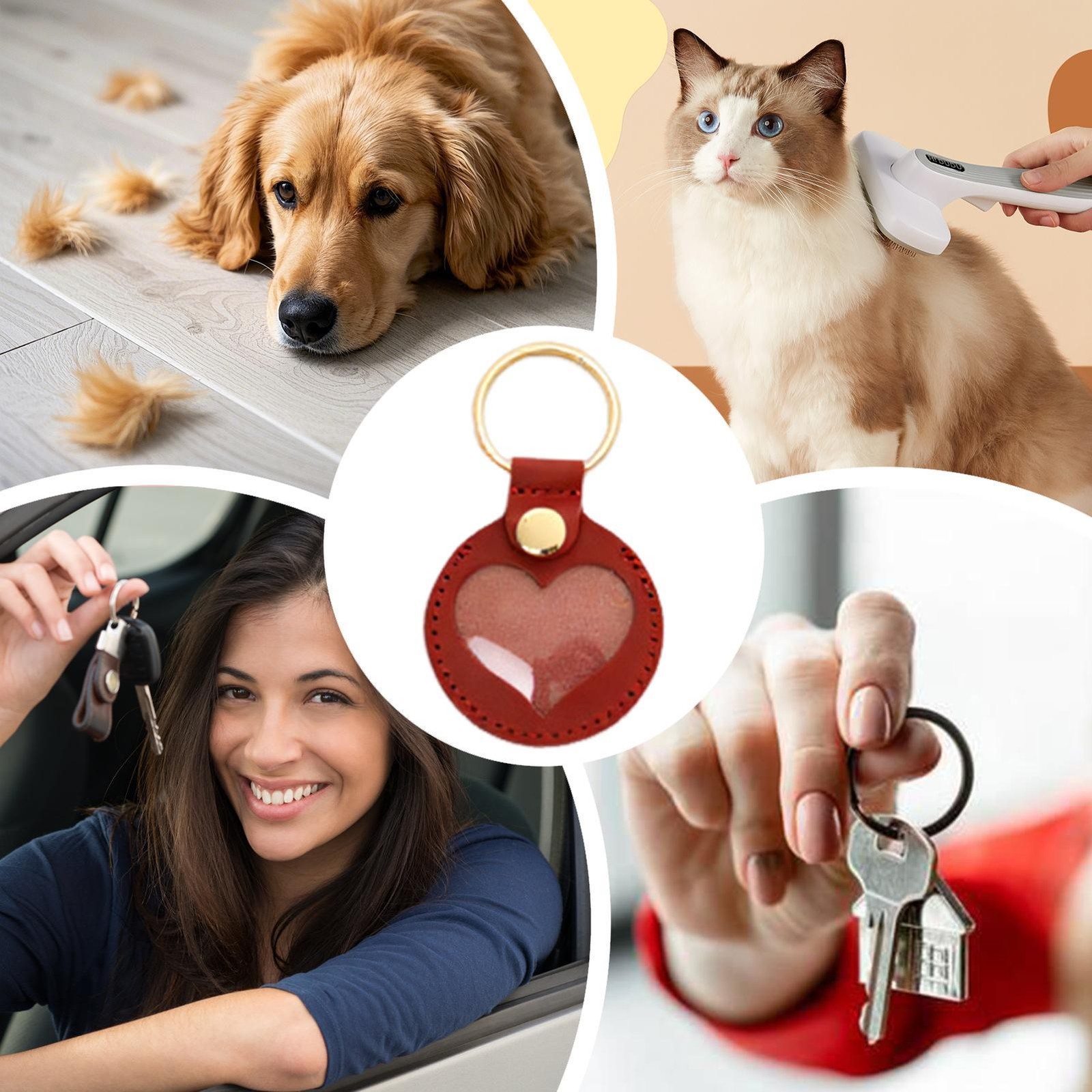 Keyring Pet Hair Storage Bag Cat Dog Hair Keepsake Pendant For Keychain